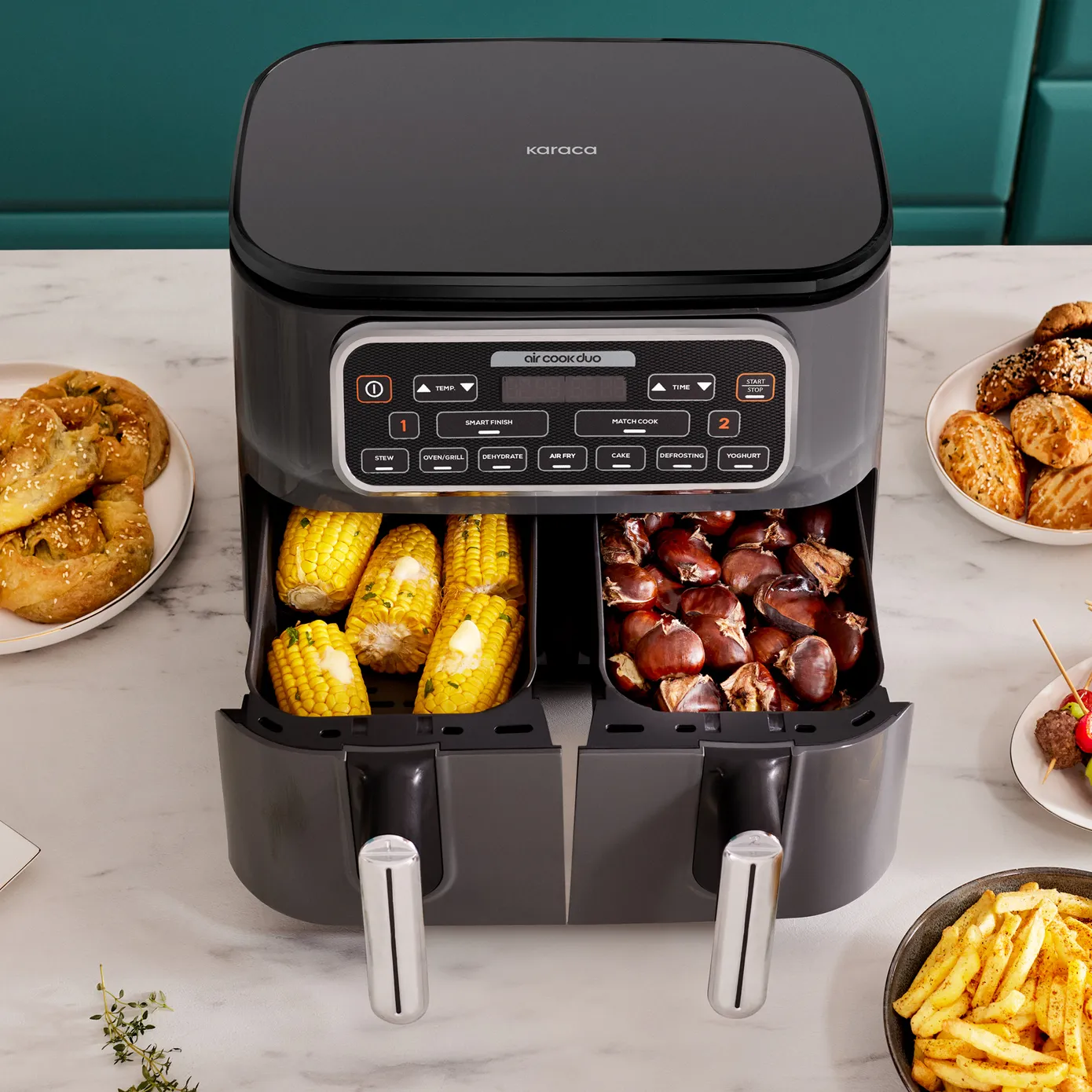 Karaca Air Cook Duo Heißluftfritteuse XXXL 8 Liter Airfryer, Starlight, 8 Personen, 2500W - Image 10