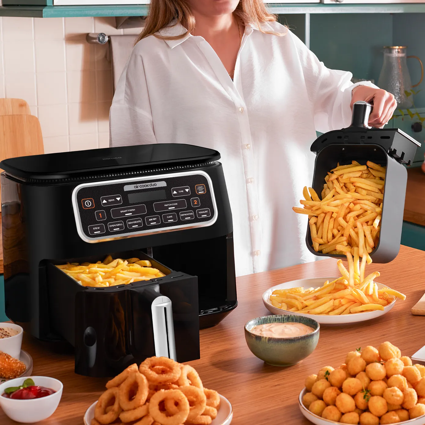 Karaca Air Cook Duo Heißluftfritteuse XXXL 8 Liter Airfryer, Starlight, 8 Personen, 2500W - Image 11