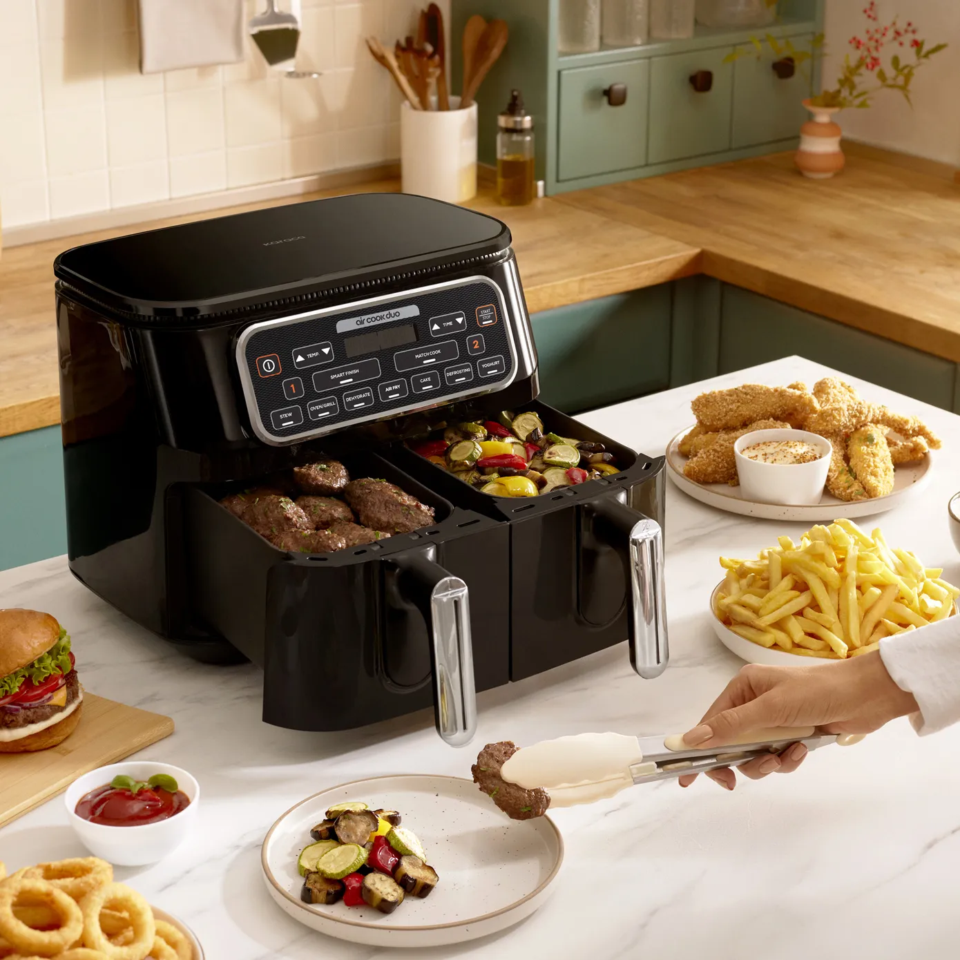 Karaca Air Cook Duo Heißluftfritteuse XXXL 8 Liter Airfryer, Starlight, 8 Personen, 2500W - Image 2