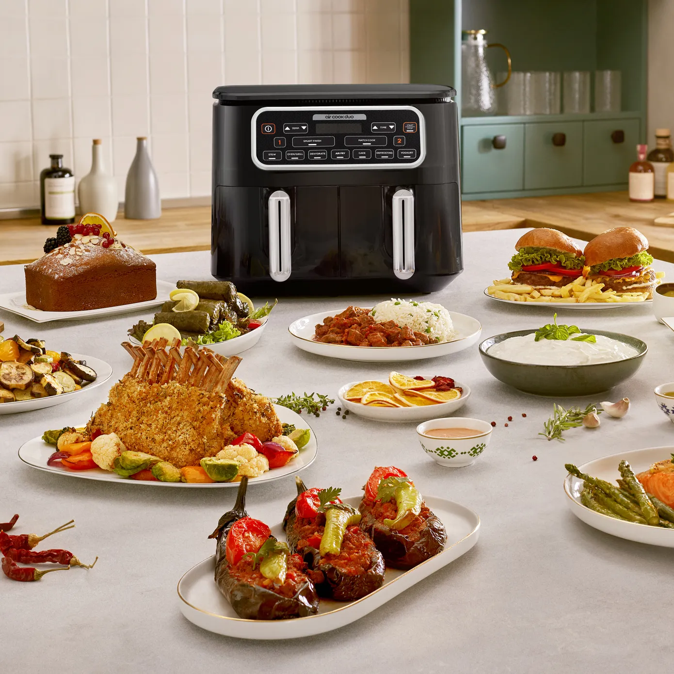 Karaca Air Cook Duo Heißluftfritteuse XXXL 8 Liter Airfryer, Starlight, 8 Personen, 2500W - Image 3