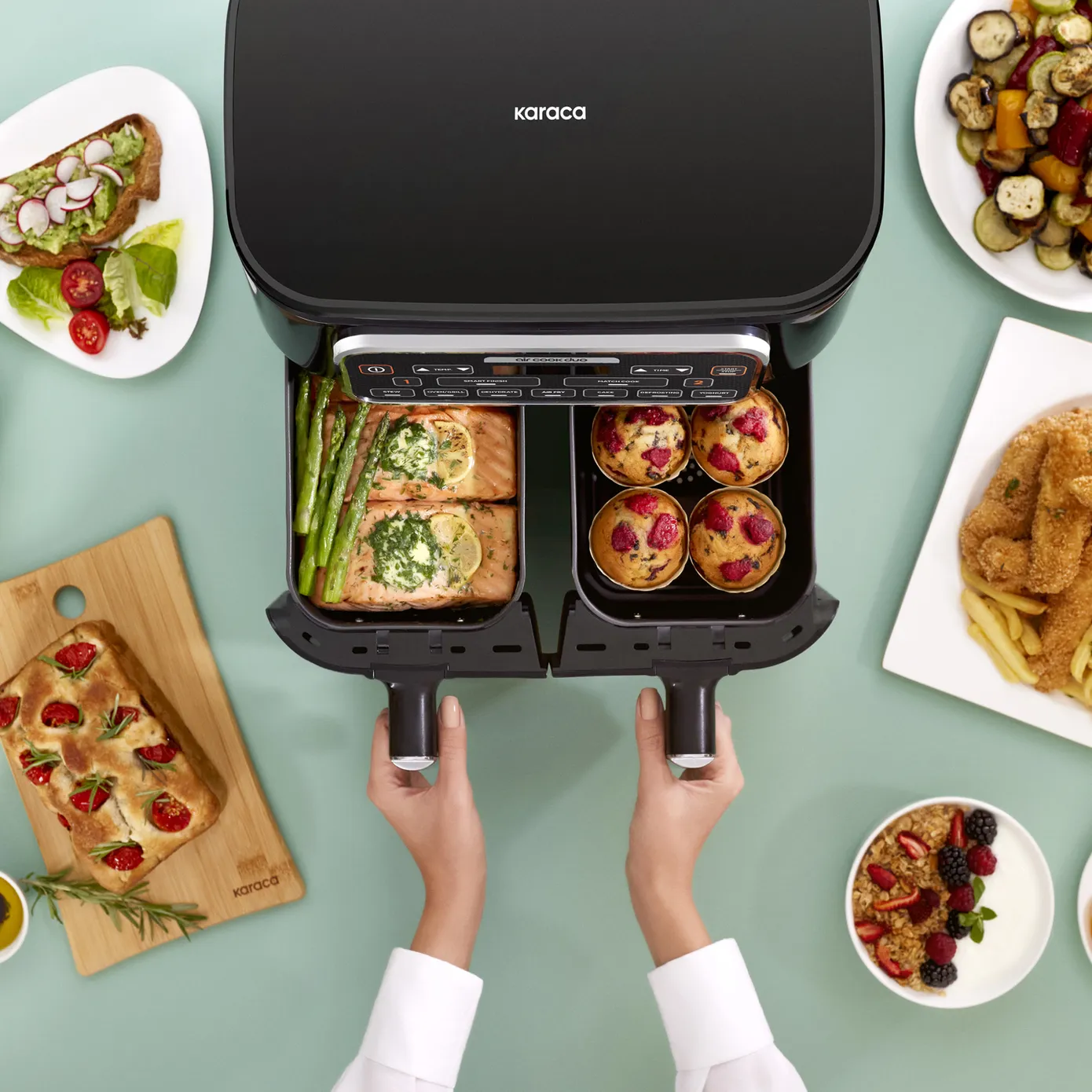 Karaca Air Cook Duo Heißluftfritteuse XXXL 8 Liter Airfryer, Starlight, 8 Personen, 2500W - Image 7