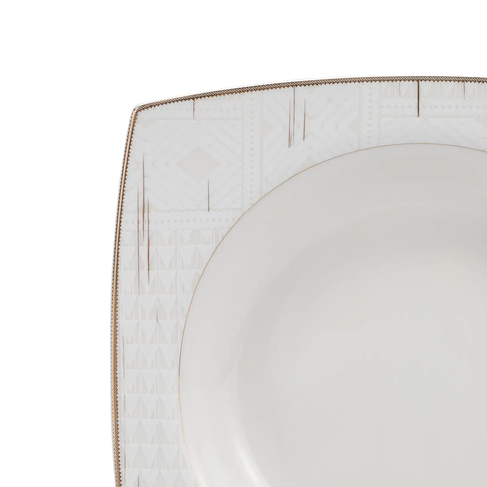 Karaca Batik Cream 60-teiliges Tafelgeschirr-Set für 12 Personen Gold Quadrat - Image 7