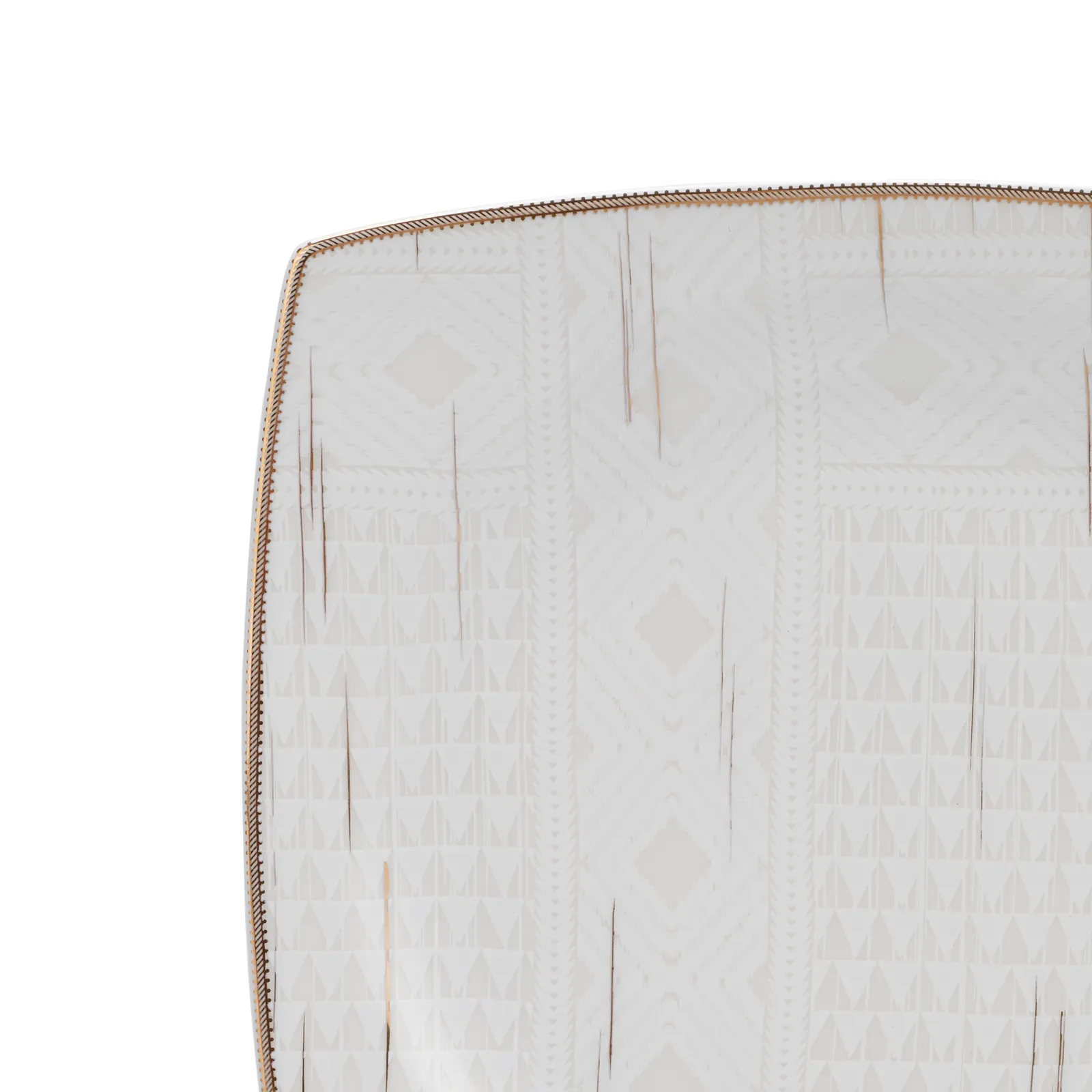 Karaca Batik Cream 60-teiliges Tafelgeschirr-Set für 12 Personen Gold Quadrat - Image 8