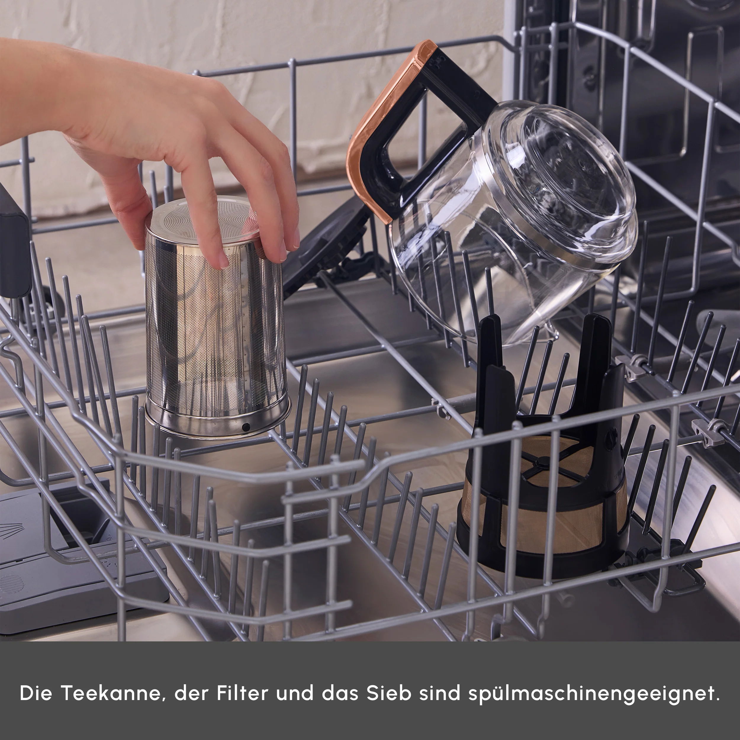 Karaca Çaysever Robotea Pro 4 in 1 Sprechende Automatische Glas-Teemaschine, Wasserkocher und Filterkaffeemaschine 2500W Schwarz Kupfer - Image 9
