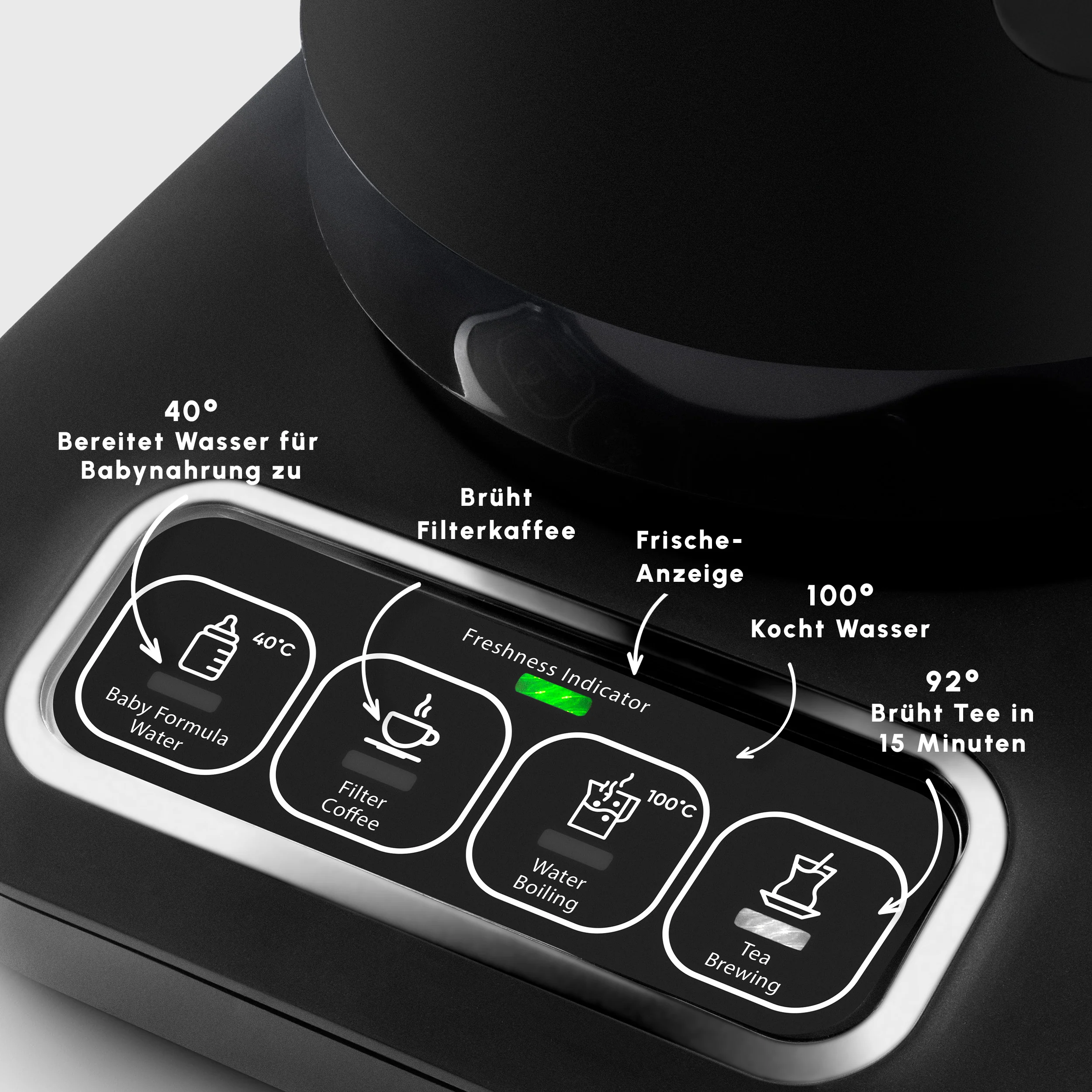 Karaca Caysever Robotea Pro 4 in 1 sprechender automatischer Teekocher Wasserkocher und Filterkaffeemaschine 2500W Chrome - Image 5