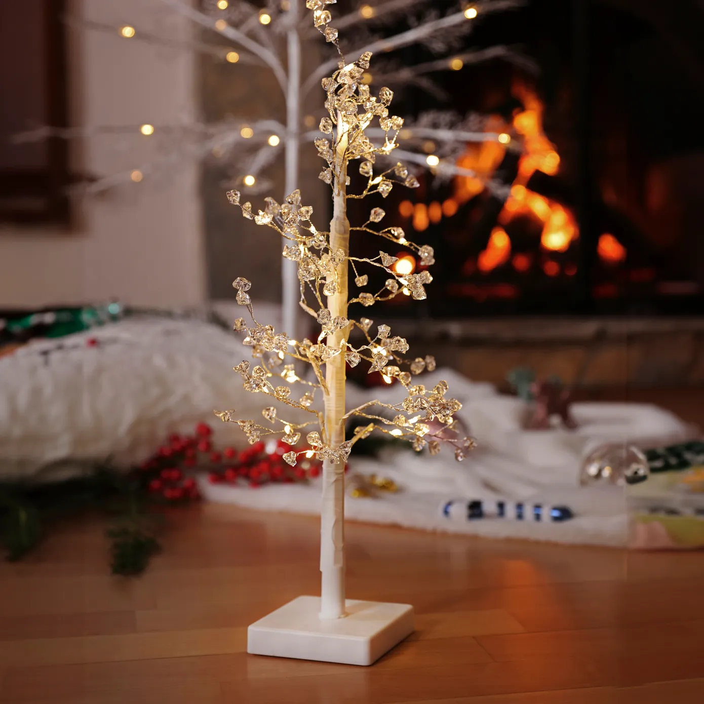 Karaca Christbaum mit LED-Lichtern, 10,5 cm x 10,5 cm x 45 cm, Weiß - Image 3