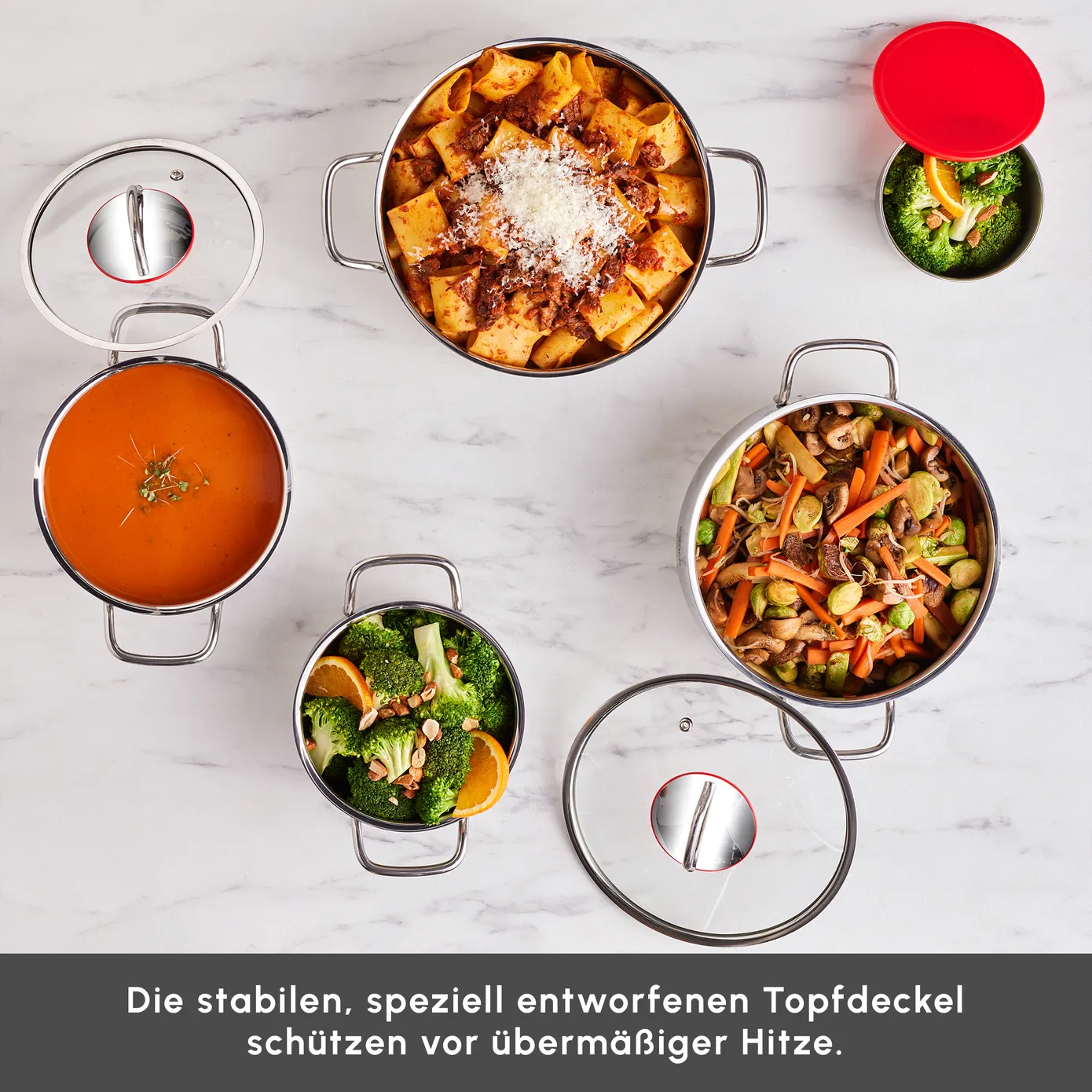 Karaca Emirgan XL 10-teiliges Kochtopfset für Induktion aus Stahl mit Aufbewahrungsdeckel - Image 4