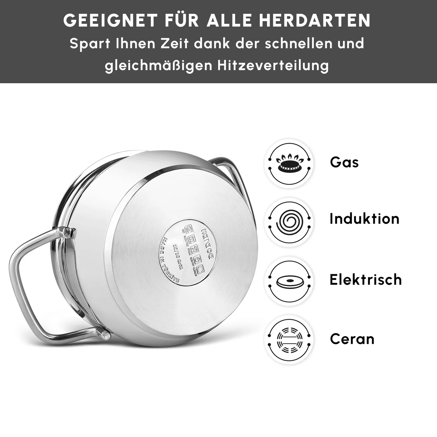 Karaca Emirgan XL 10-teiliges Kochtopfset für Induktion aus Stahl mit Aufbewahrungsdeckel - Image 5