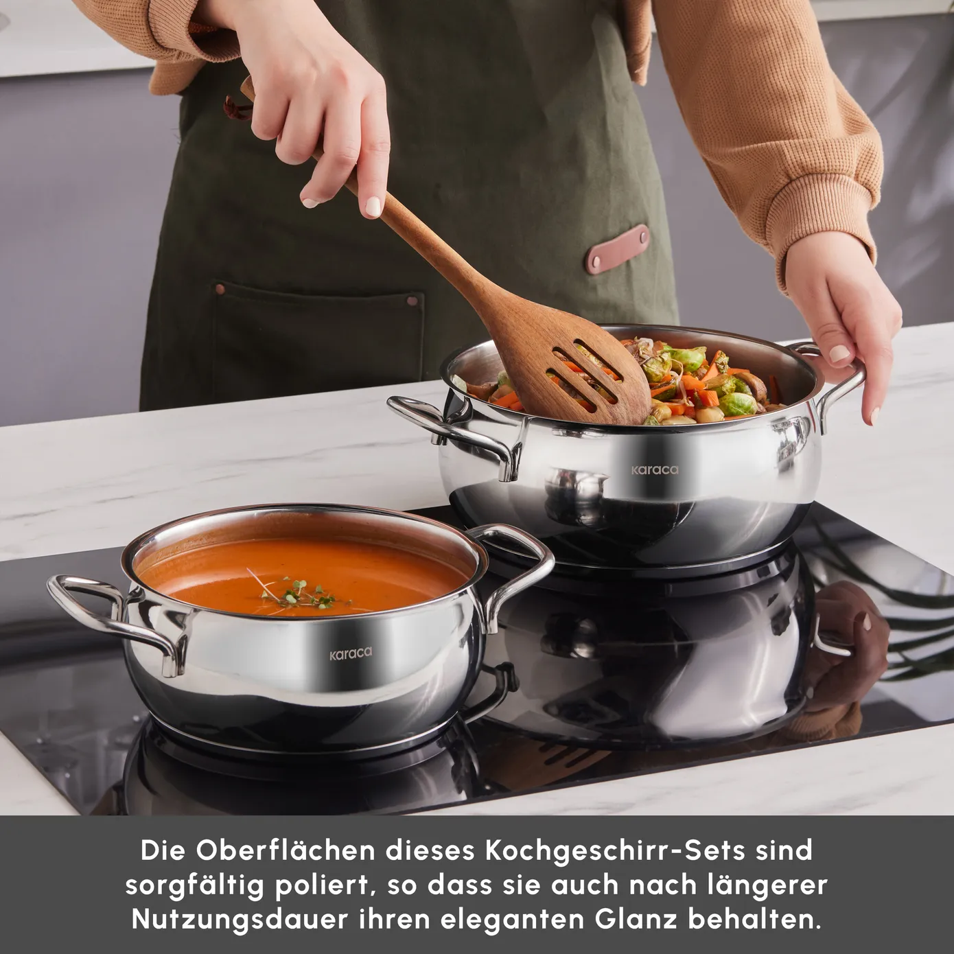 Karaca Emirgan XL 10-teiliges Kochtopfset für Induktion aus Stahl mit Aufbewahrungsdeckel - Image 6