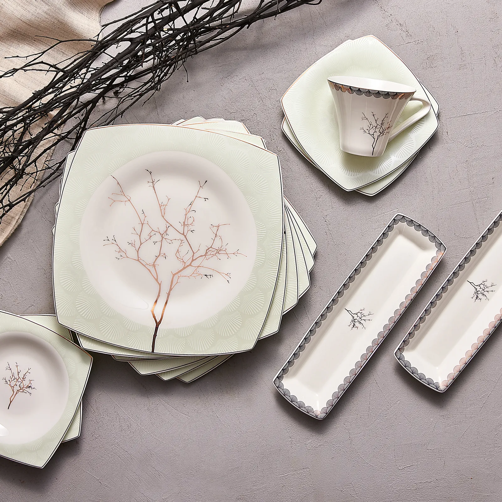 Karaca Fine Pearl Banyan für 6 Personen Frühstücksset und Servierschalen, 26 Teilig - Image 2