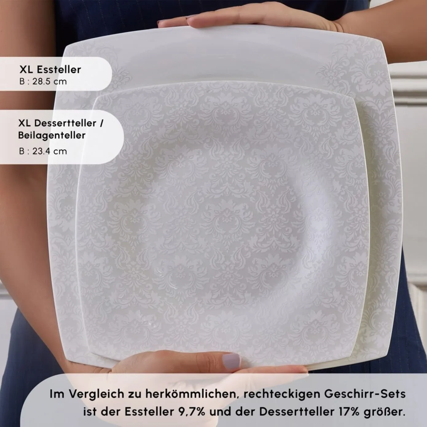 Karaca Fine Pearl Helen 58-teiliges Tafelservice für 12 Personen – Eckiges Perlendesign - Image 8