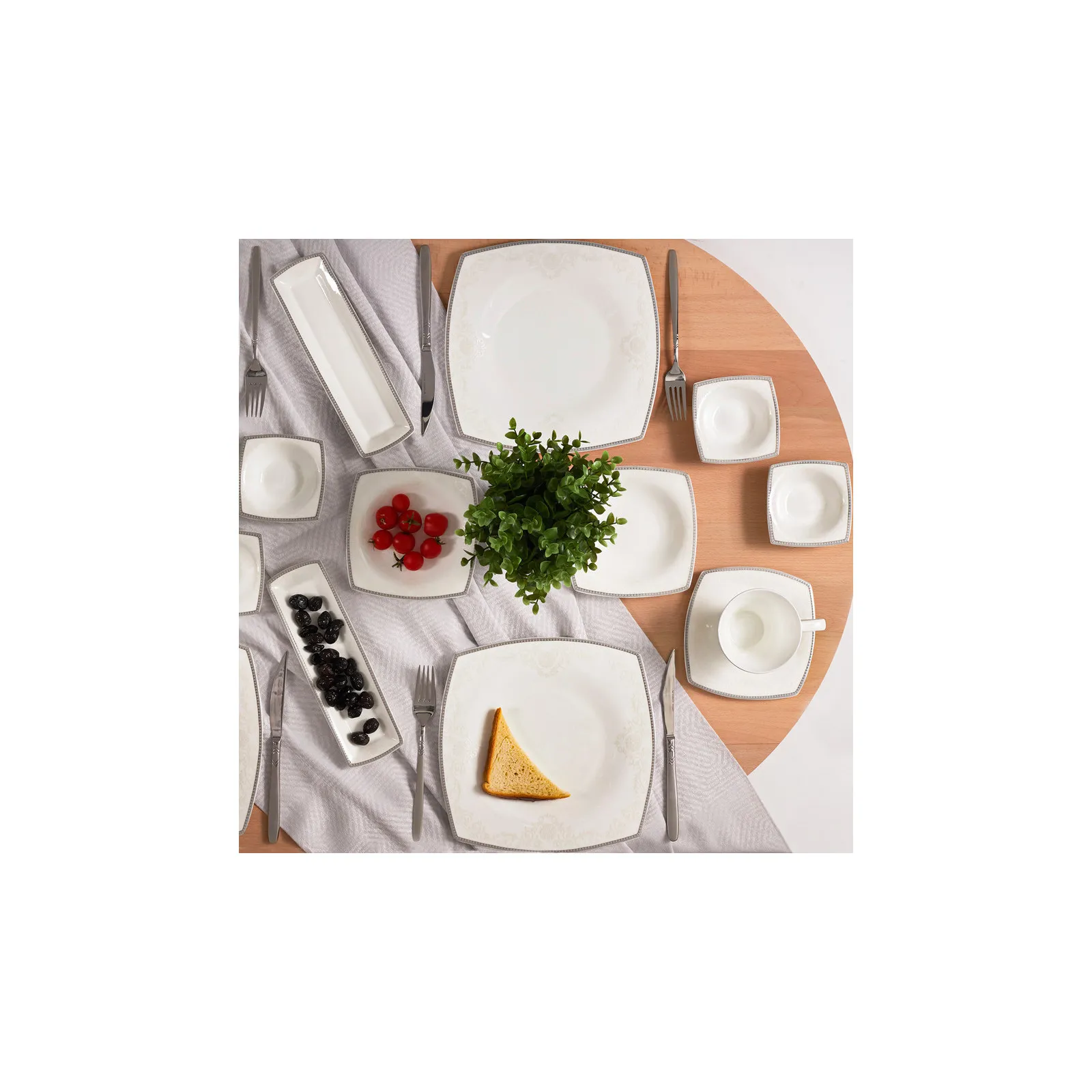 Karaca Fine Pearl Neklus 26 Pieces Pearl Breakfast and Serveware Set Square - Image 2