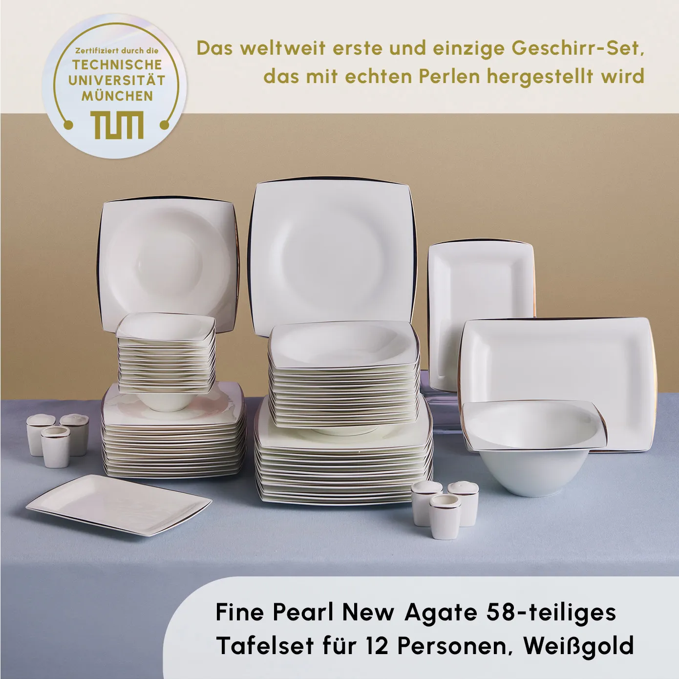 Karaca Fine Pearl New Agate 58-Teiliges 12-Personen Geschirrset Gold - Image 3