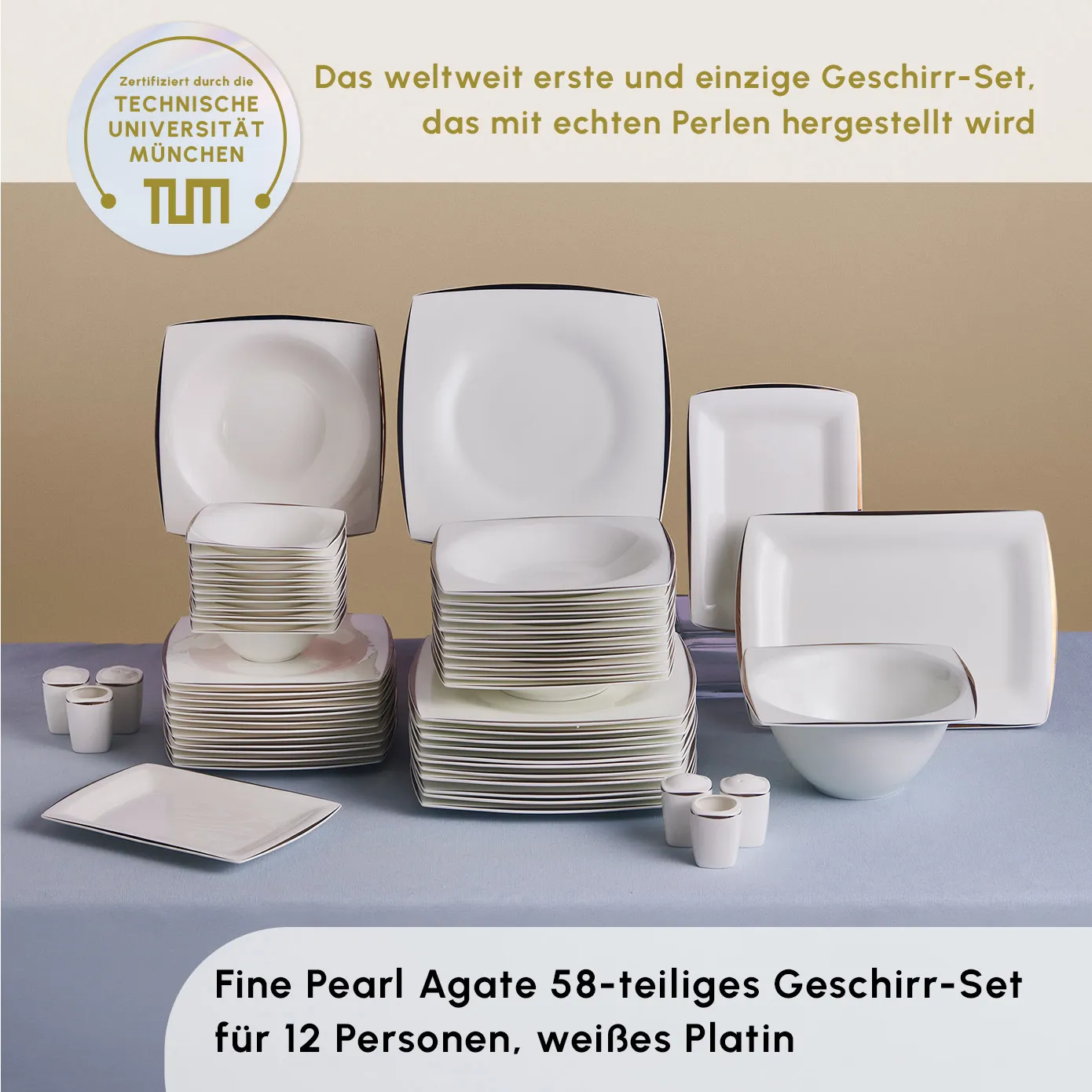 Karaca Fine Pearl New Agate 58-Teiliges 12-Personen Geschirrset  Platin - Image 3