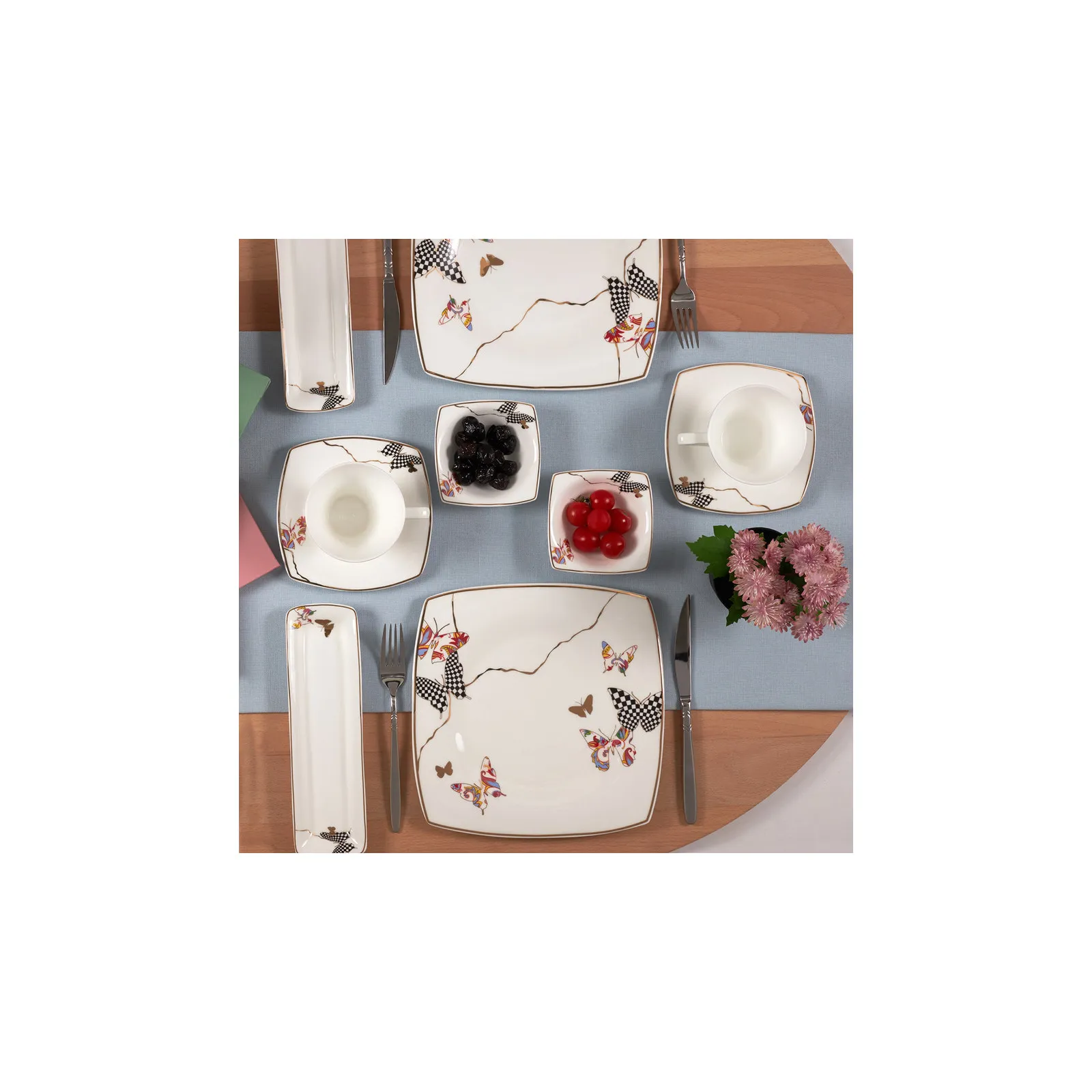 Karaca Fine Pearl Unique 26 Pieces Pearl Breakfast and Serveware Set Square, for 6 Person - Image 2