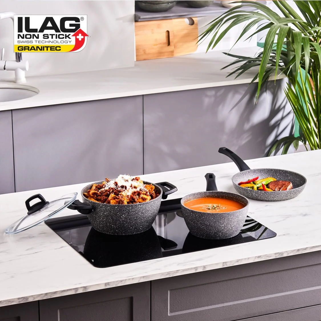 Karaca Gris Biogranite Induktion-Basis Kochgeschirr-Set, 5 Teilig - Image 7