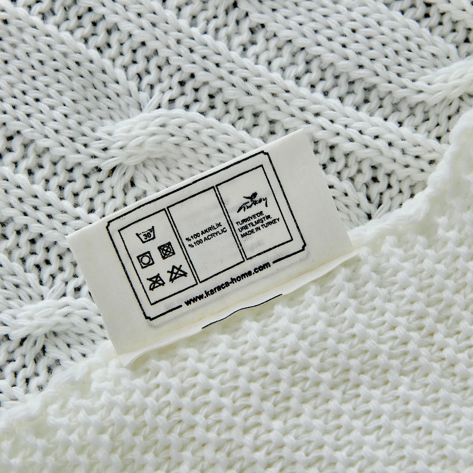 Karaca Home Bone Farbe Cable Knit Throw Öko-Tex Zertifiziert - Image 5