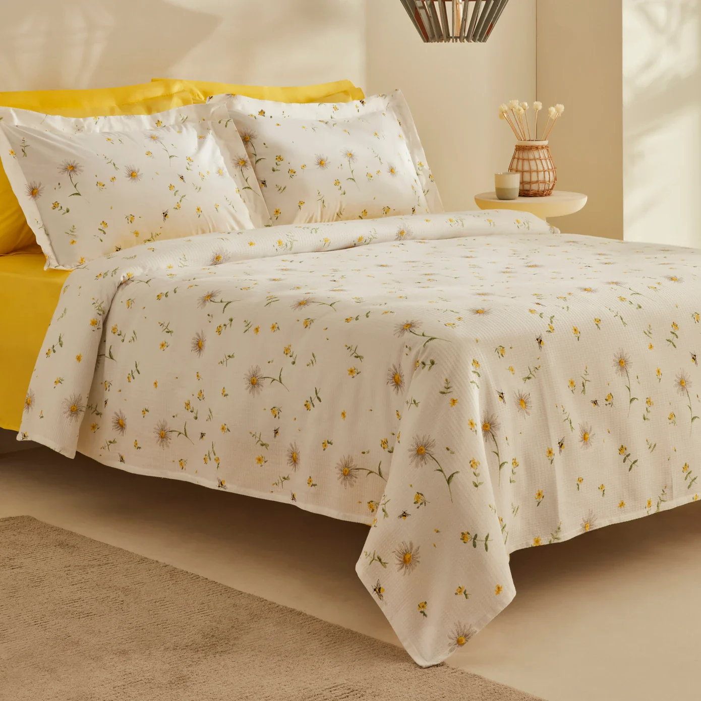Karaca Home Emma 100% Baumwolle Doppelbett-Pike-Set Gelb - Image 2