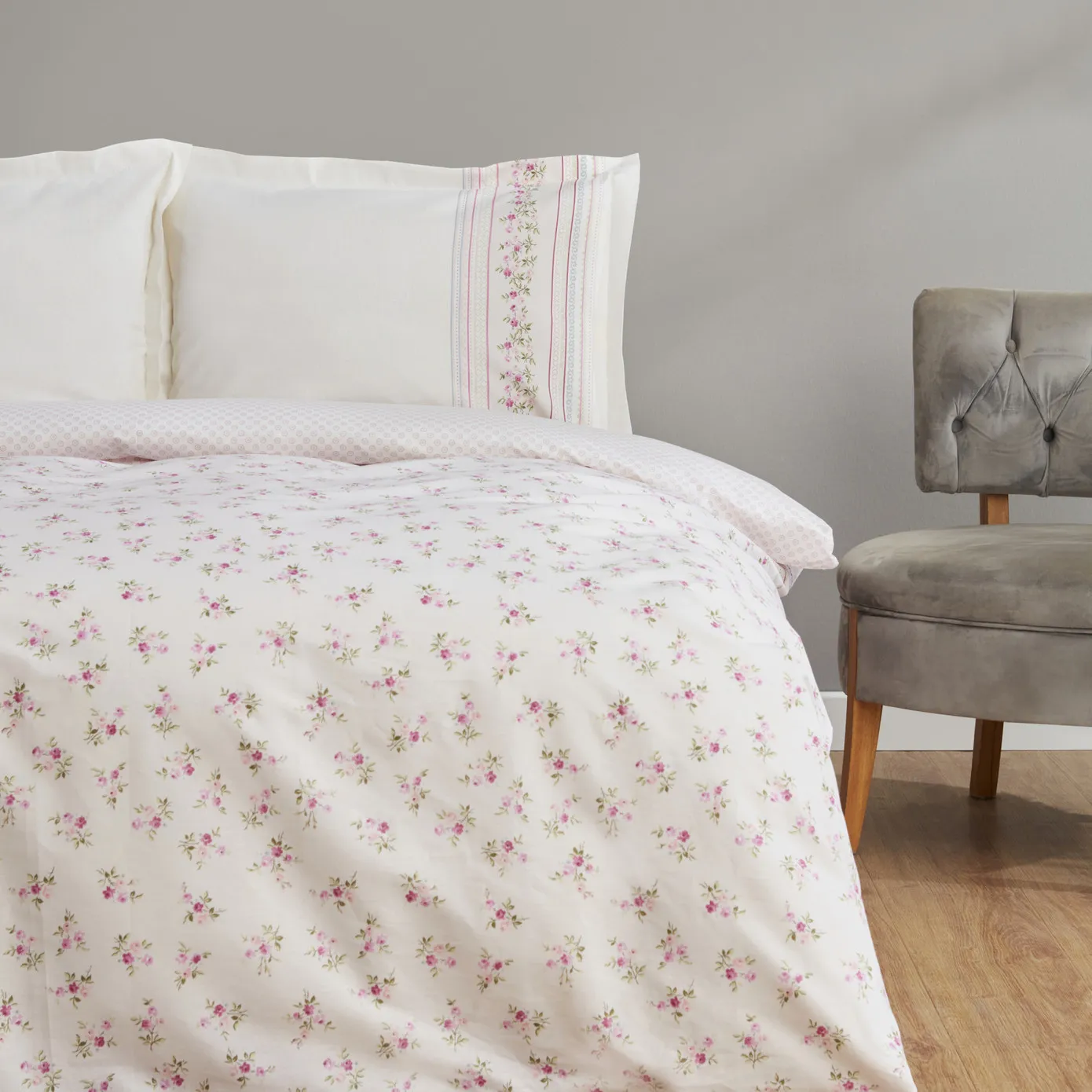 Karaca Home Glen Baumwolle Einzel Bettdeckenbezug Set Rosa - Image 6