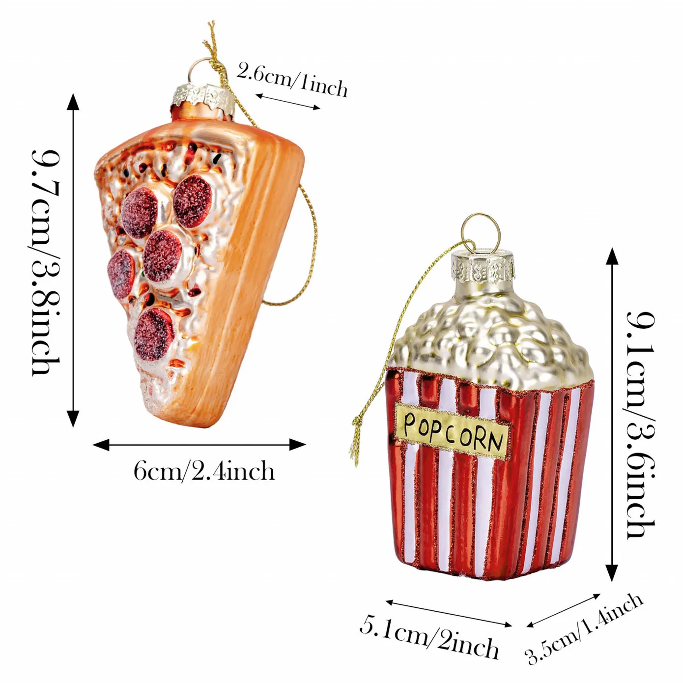 Karaca Home Weihnachten Popcorn Pizza Baumschmuck Set, 2 Teilig - Image 3