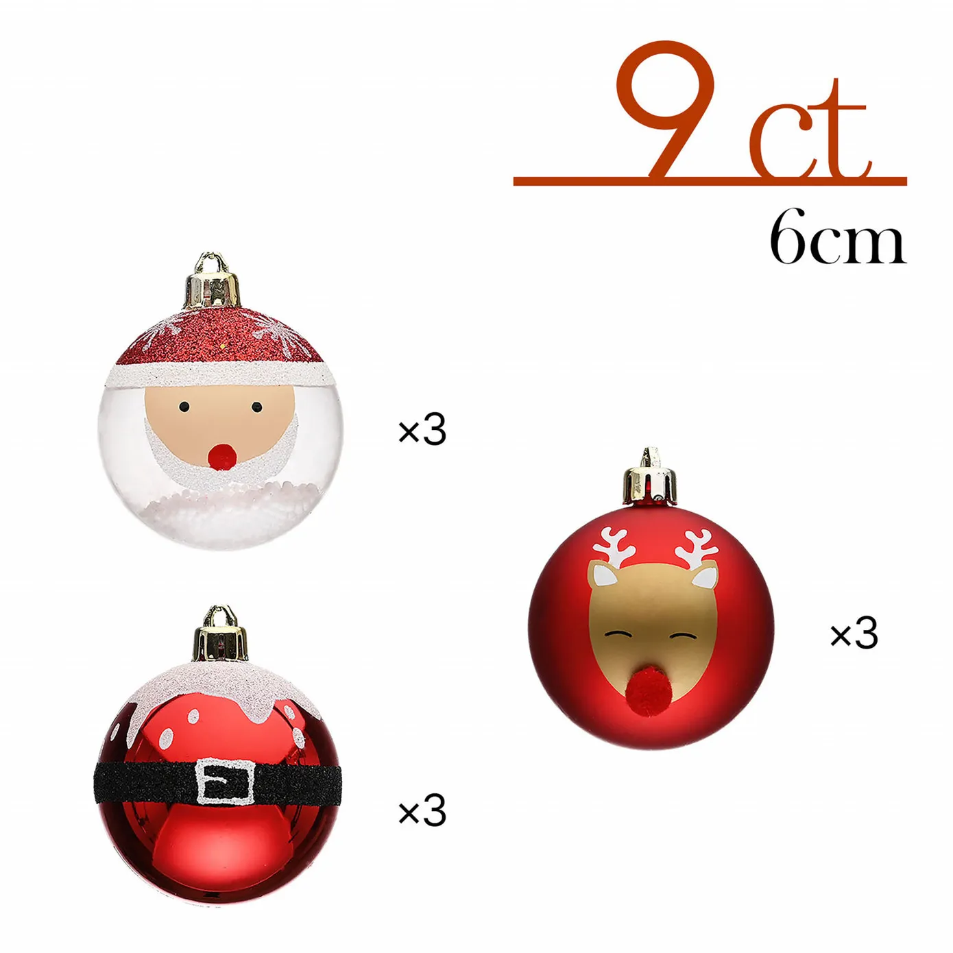 Karaca Home Weihnachten Weihnachtsmann Baumschmuck-Set, 9 Teilig, 6 cm - Image 6
