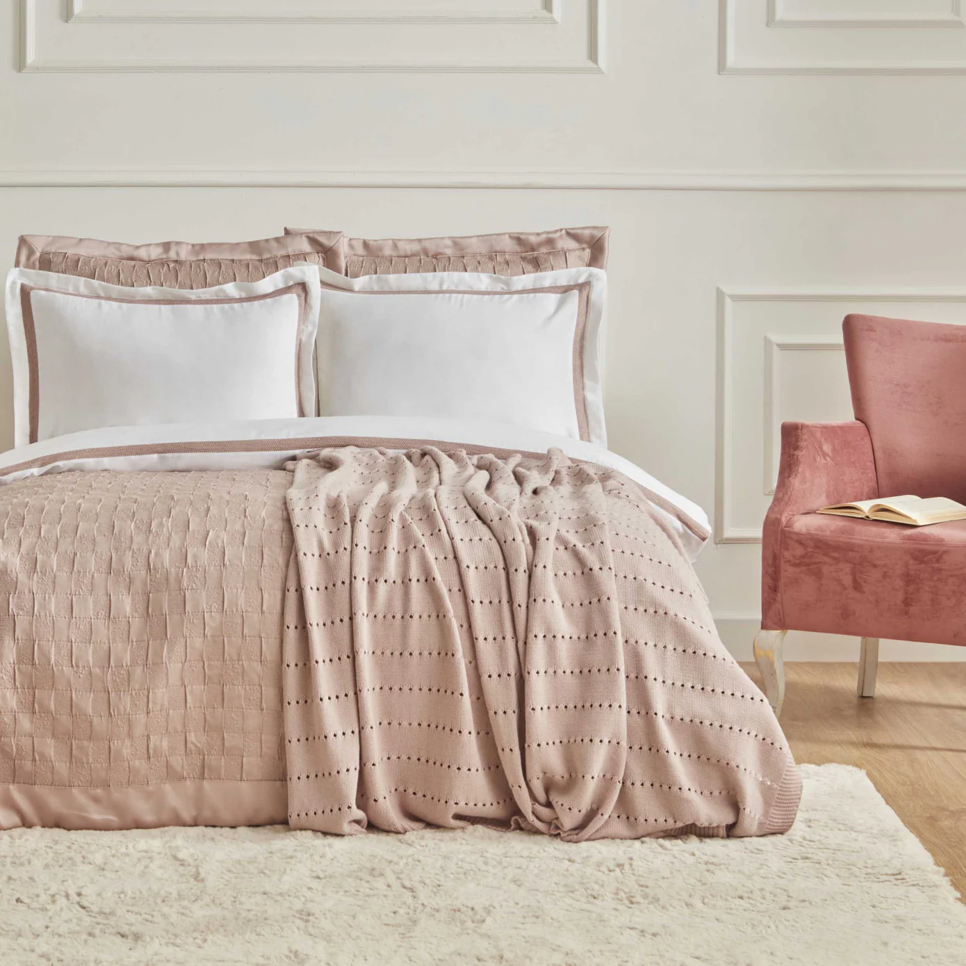 Karaca Home White Collection Braut Carina 80 Fäden 100% Baumwolle 8-teiliges Hochzeitsset Puder - Image 4
