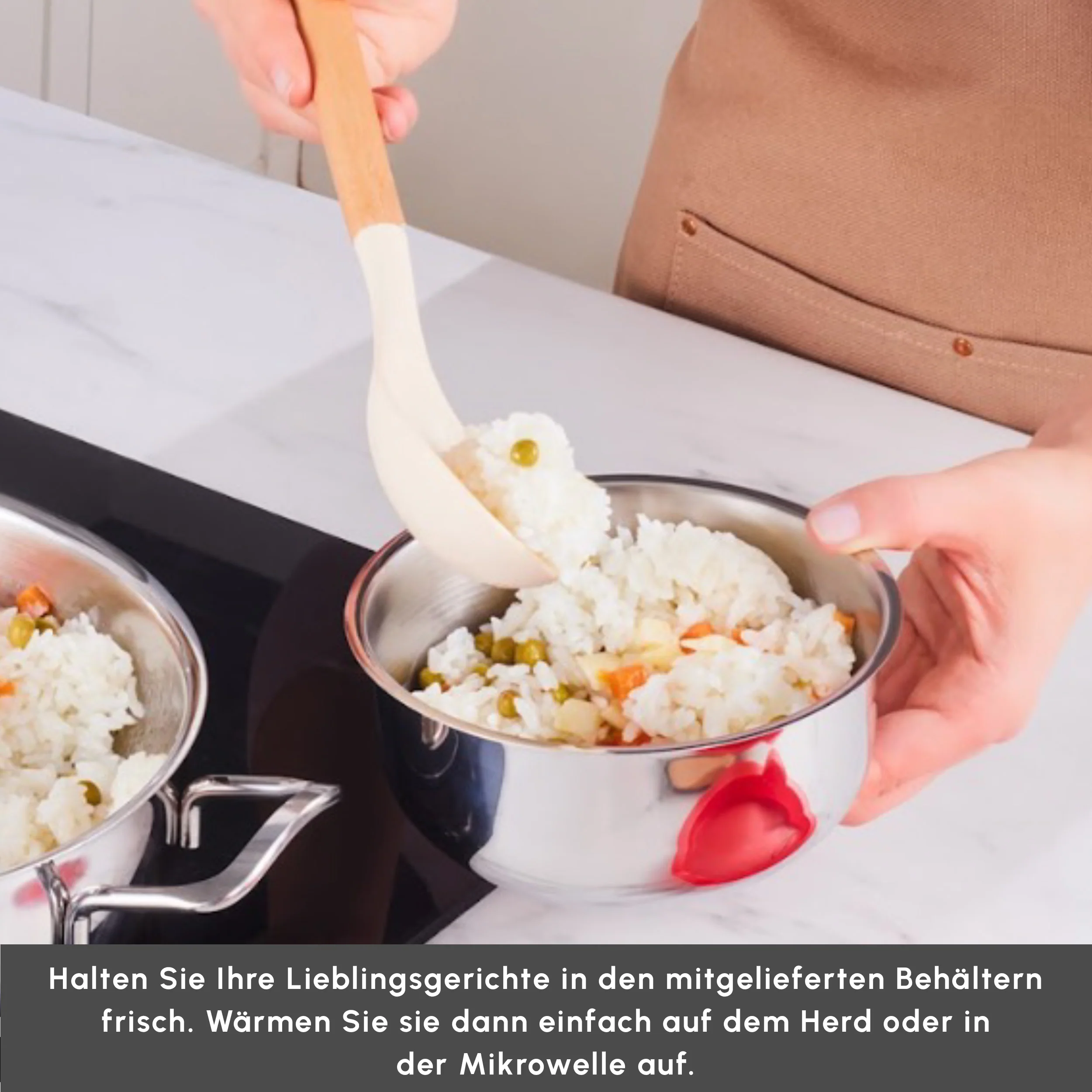 Karaca Induktions Stahl Kochgeschirr Set mit Gratis Vorratsbehälter, 13 Teilig - Image 5