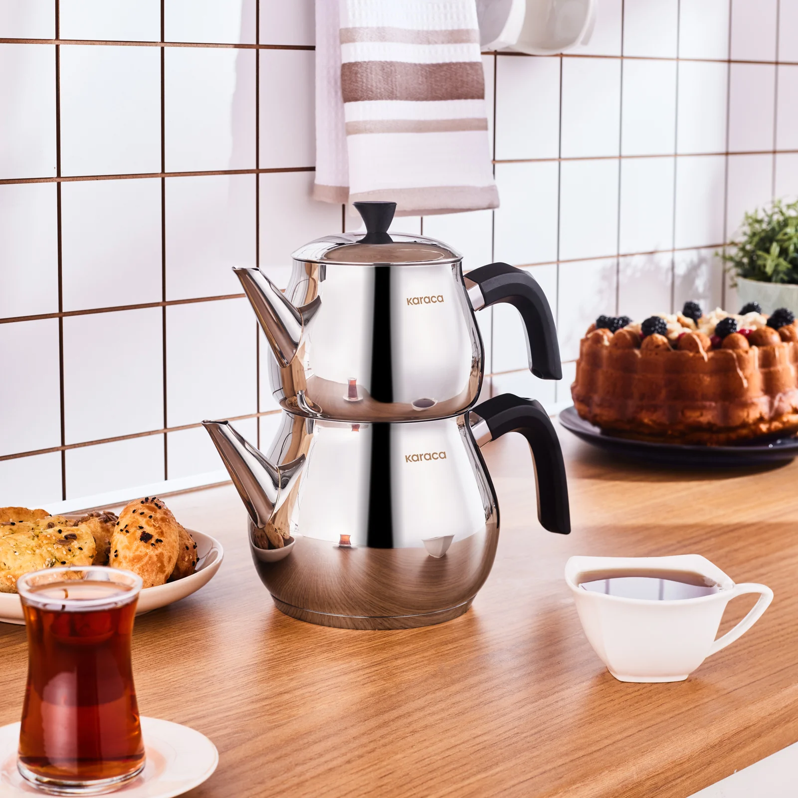 Karaca Kayra Schwarze Turkisches Teekannen-Set - Image 3