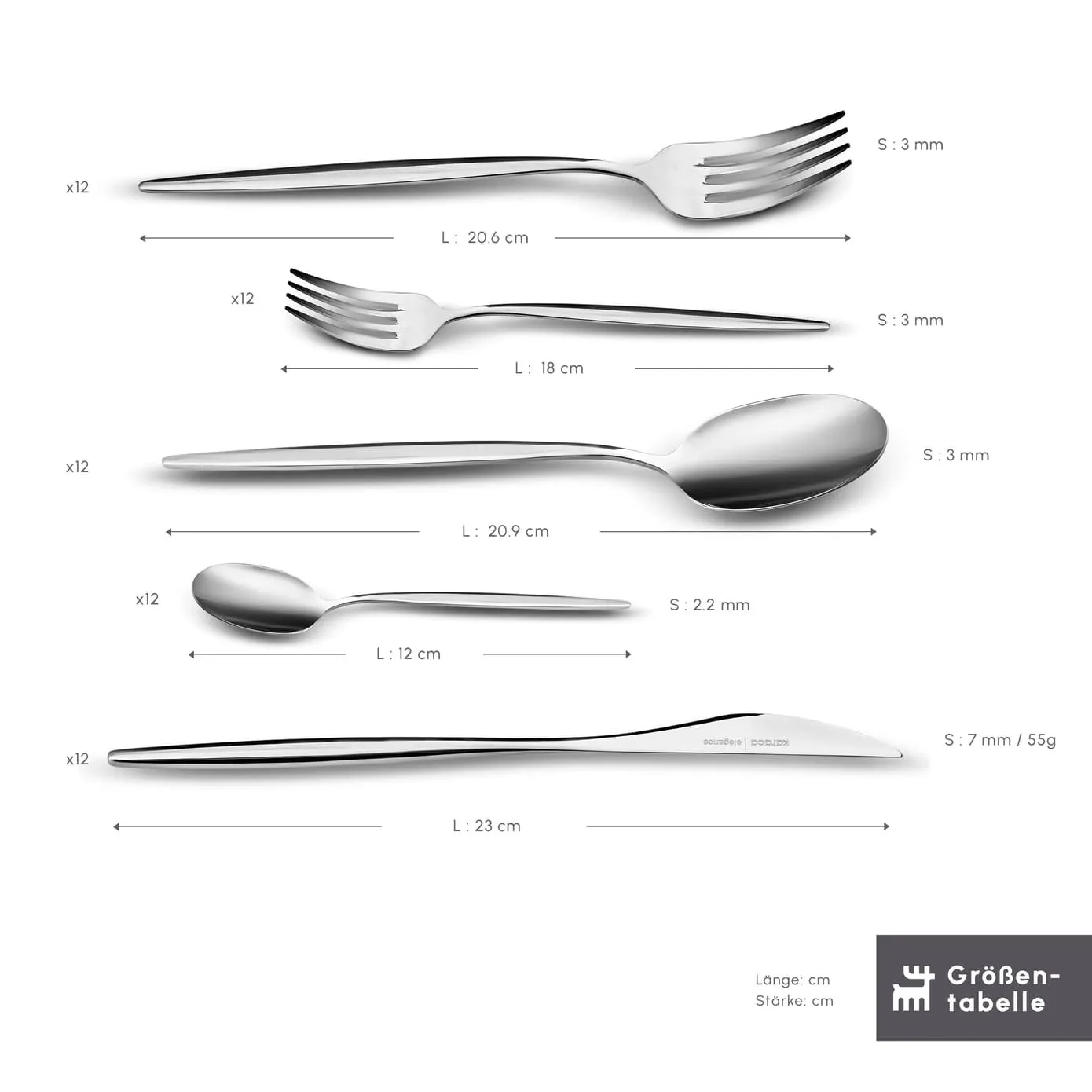 Karaca Lizbon 60-teiliges Besteck-Set für 12 Personen - Image 4