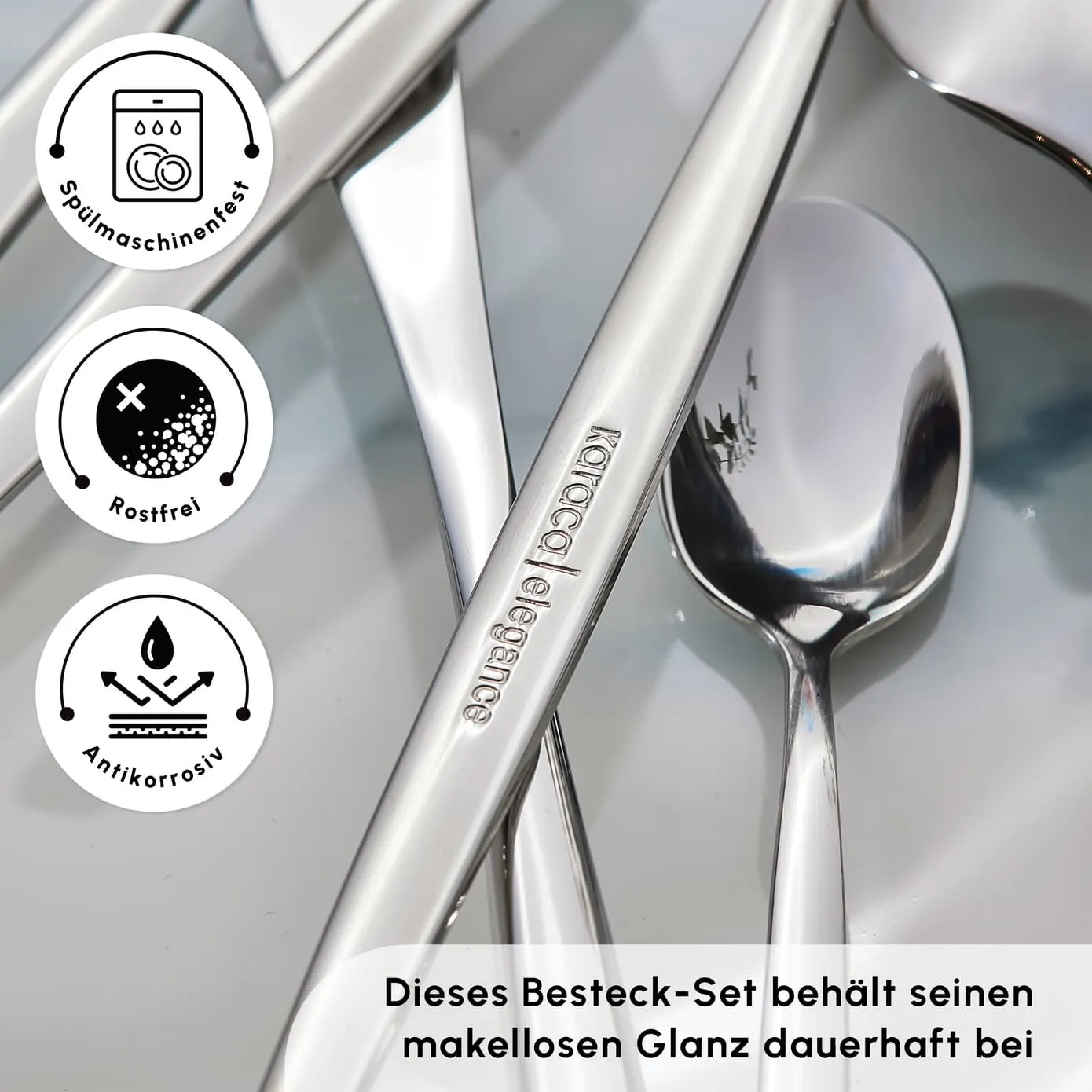 Karaca Lizbon 60-teiliges Besteck-Set für 12 Personen - Image 9