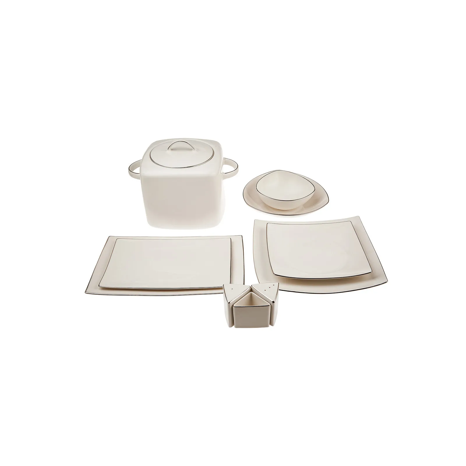 Karaca Lucia Cremegefarbenes 60 Teiliges Platin Tafelservice Für 12 Personen - Image 11