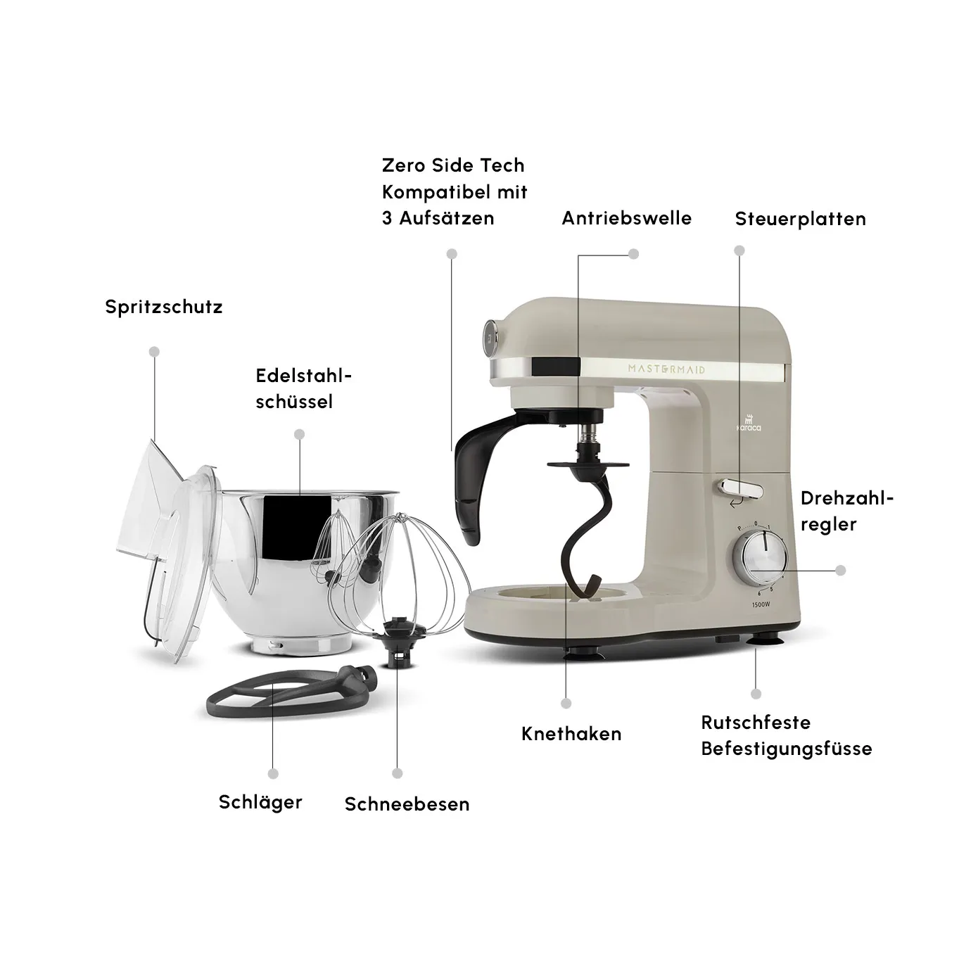 Karaca Mastermaid Chef Pro Doppelarm Küchenchef Ikonisch Beige, 5L, 1500 W - Image 2