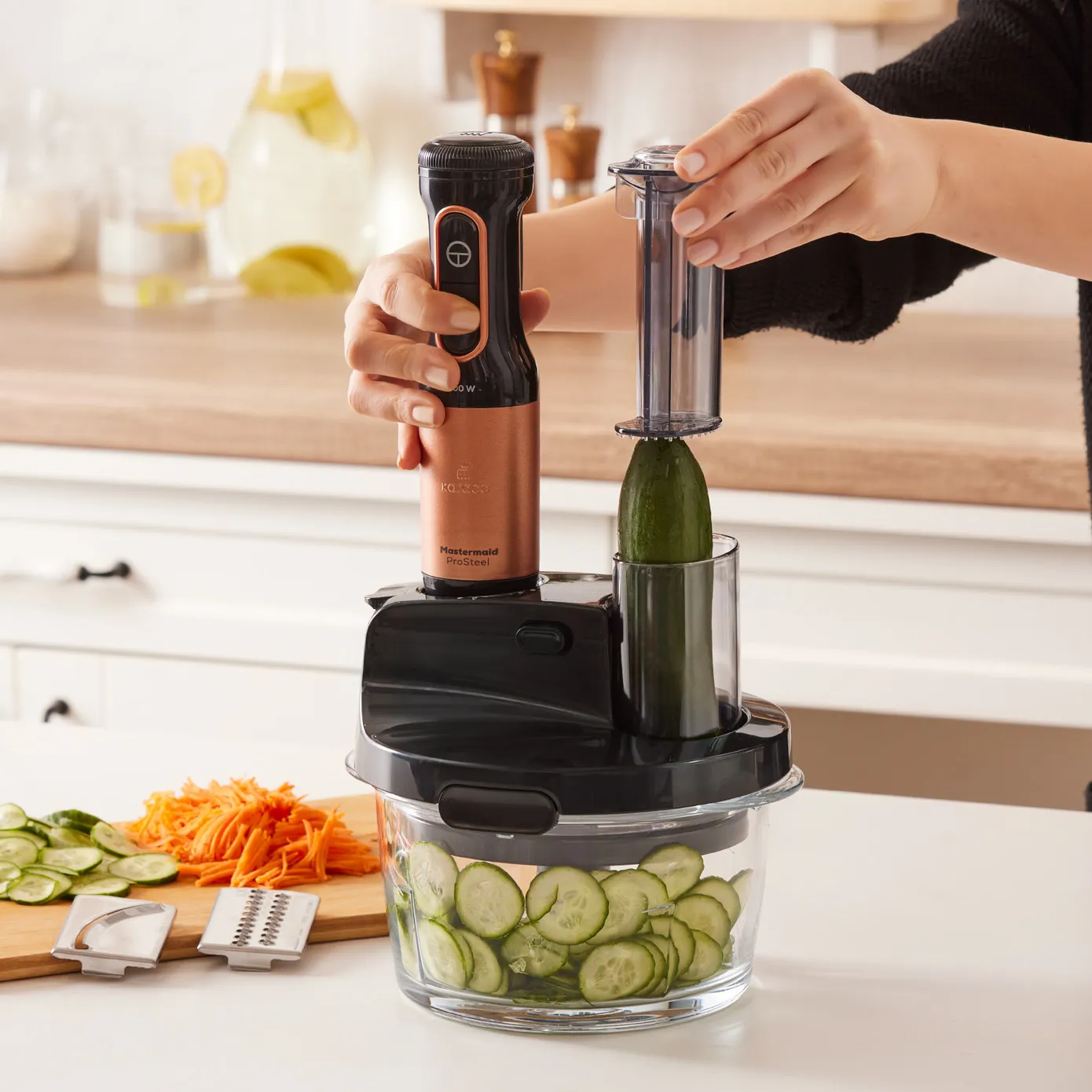 Karaca Mastermaid Küchenroboter aus Stahlglas, Langer Mixer 8 ın 1, 2500 W, Black Copper - Image 4