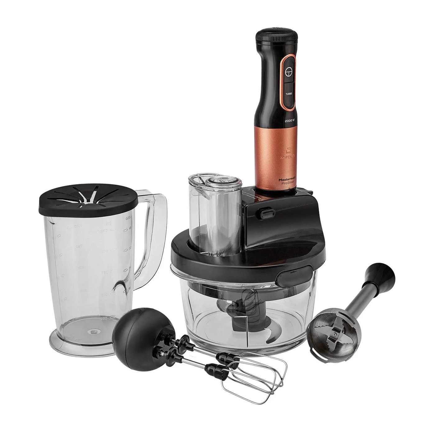 Karaca Mastermaid Küchenroboter aus Stahlglas, Langer Mixer 8 ın 1, 2500 W, Black Copper - Image 5