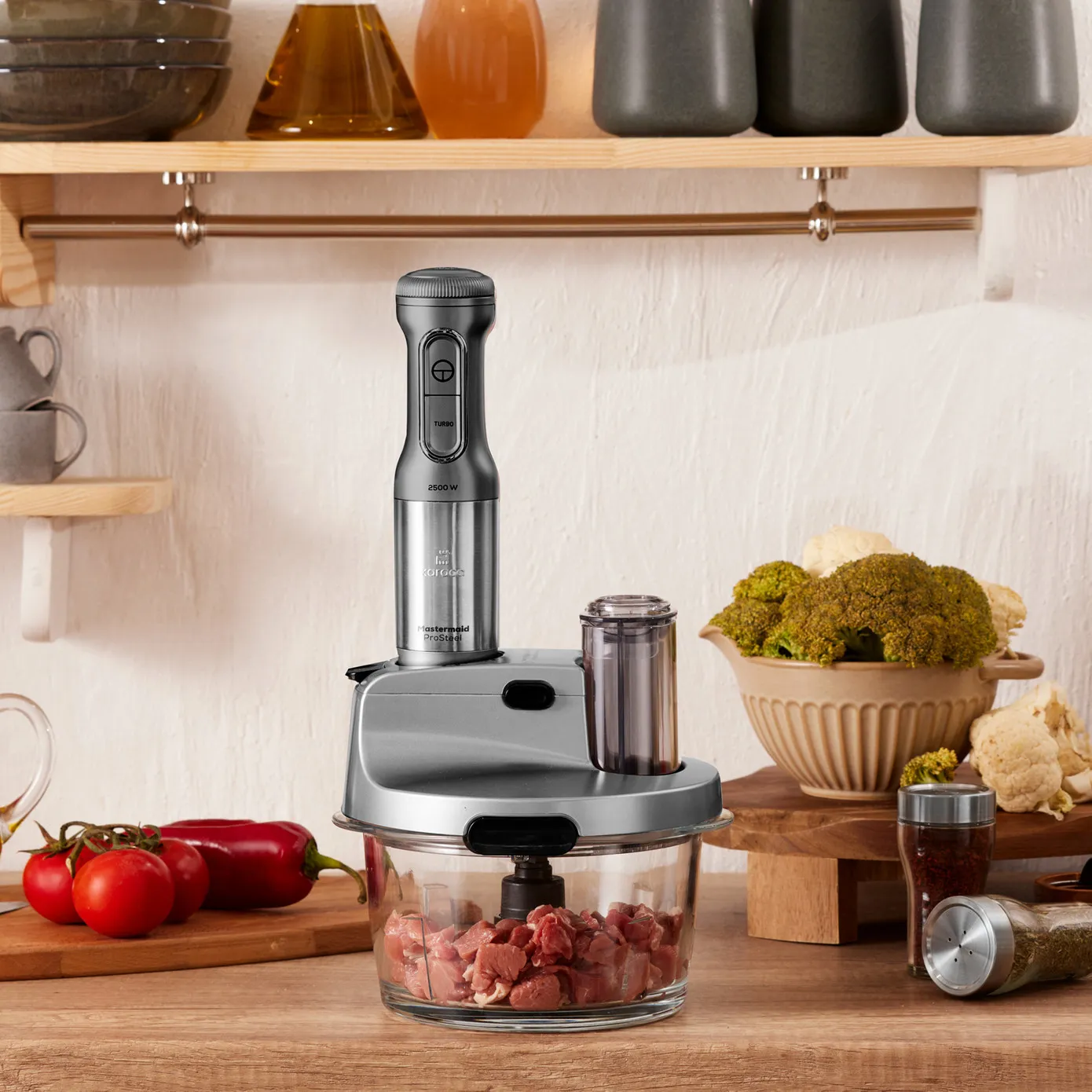 Karaca Mastermaid Küchenroboter aus Stahlglas, Langer Mixer 8 ın 1, 2500 W, Galaxy Grey - Image 3