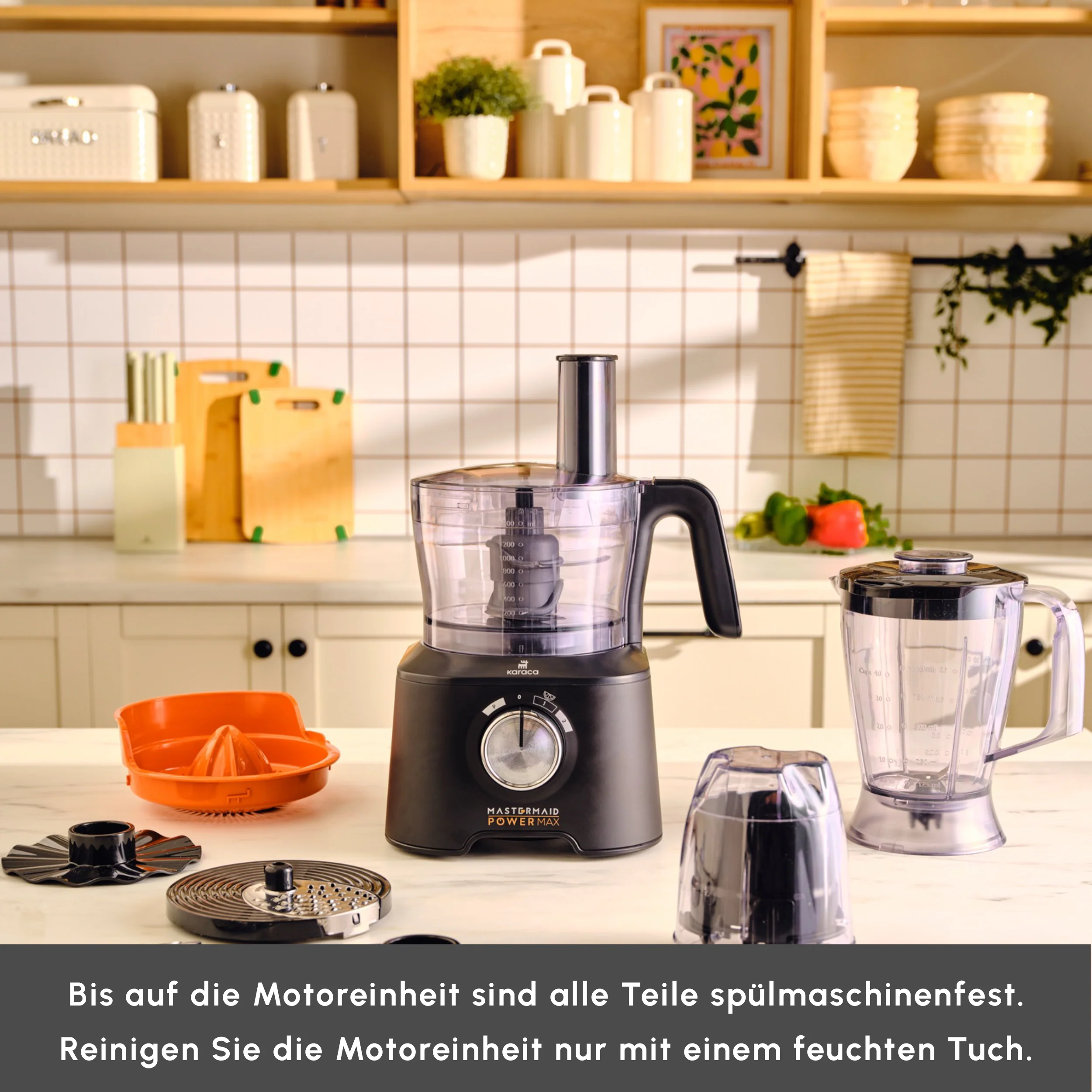 Karaca Mastermaid Power Max 11 in 1 Küchenroboter, Schwarz-Silber Matt, 2500 W - Image 7