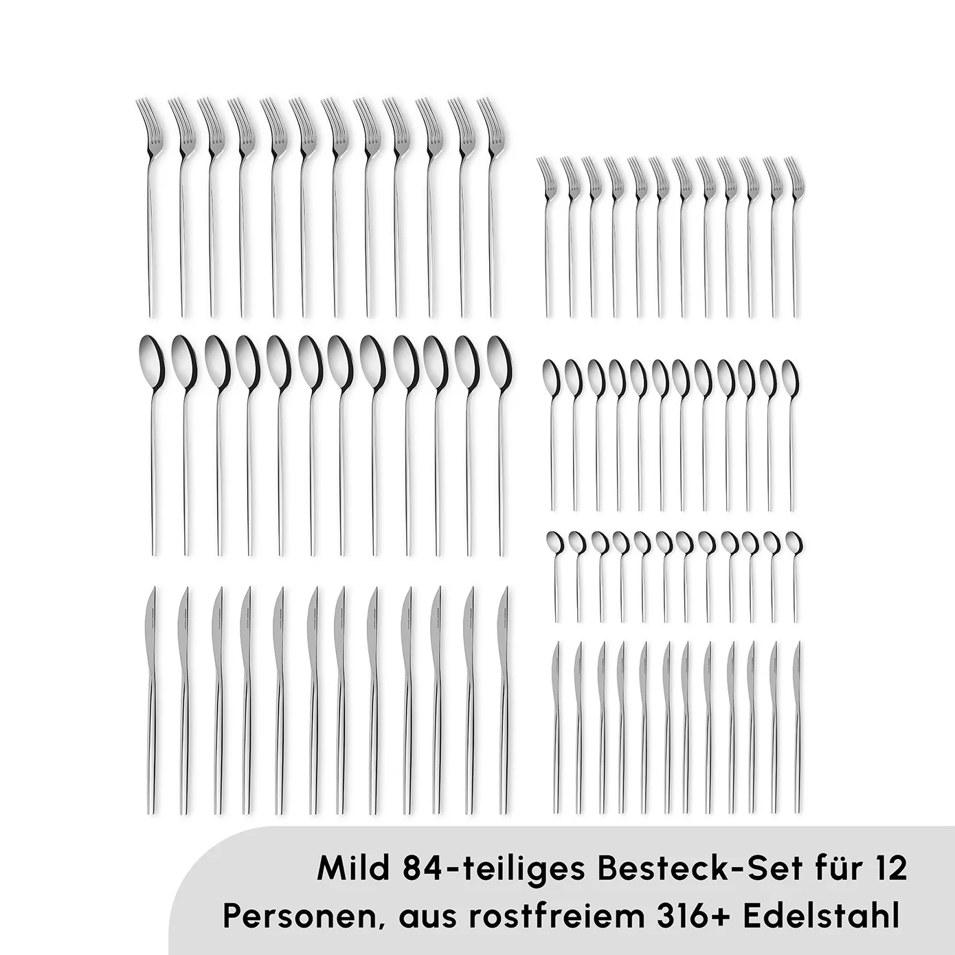 Karaca Mild 84-teiliges 316+ Premium Besteckset für 12 Personen - Image 2
