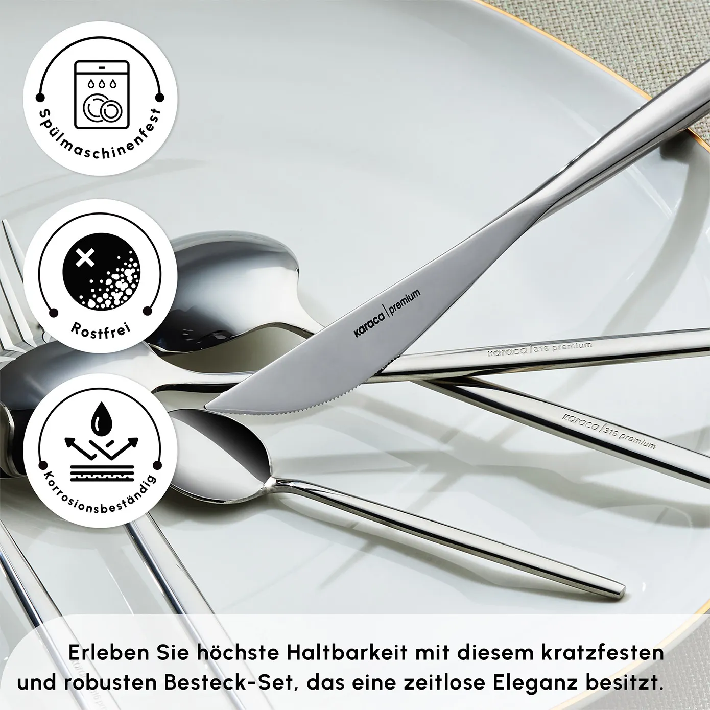 Karaca Mild 84-teiliges 316+ Premium Besteckset für 12 Personen - Image 7