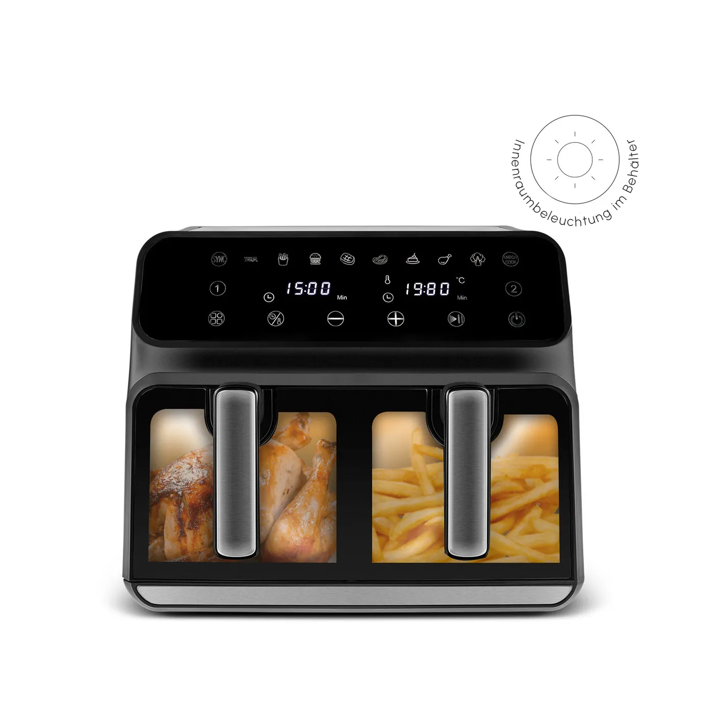 Karaca Multifry XXXL 9 Liter Airfryer Mit Einer Kammer, Trennwand und Glasfenster - Image 4