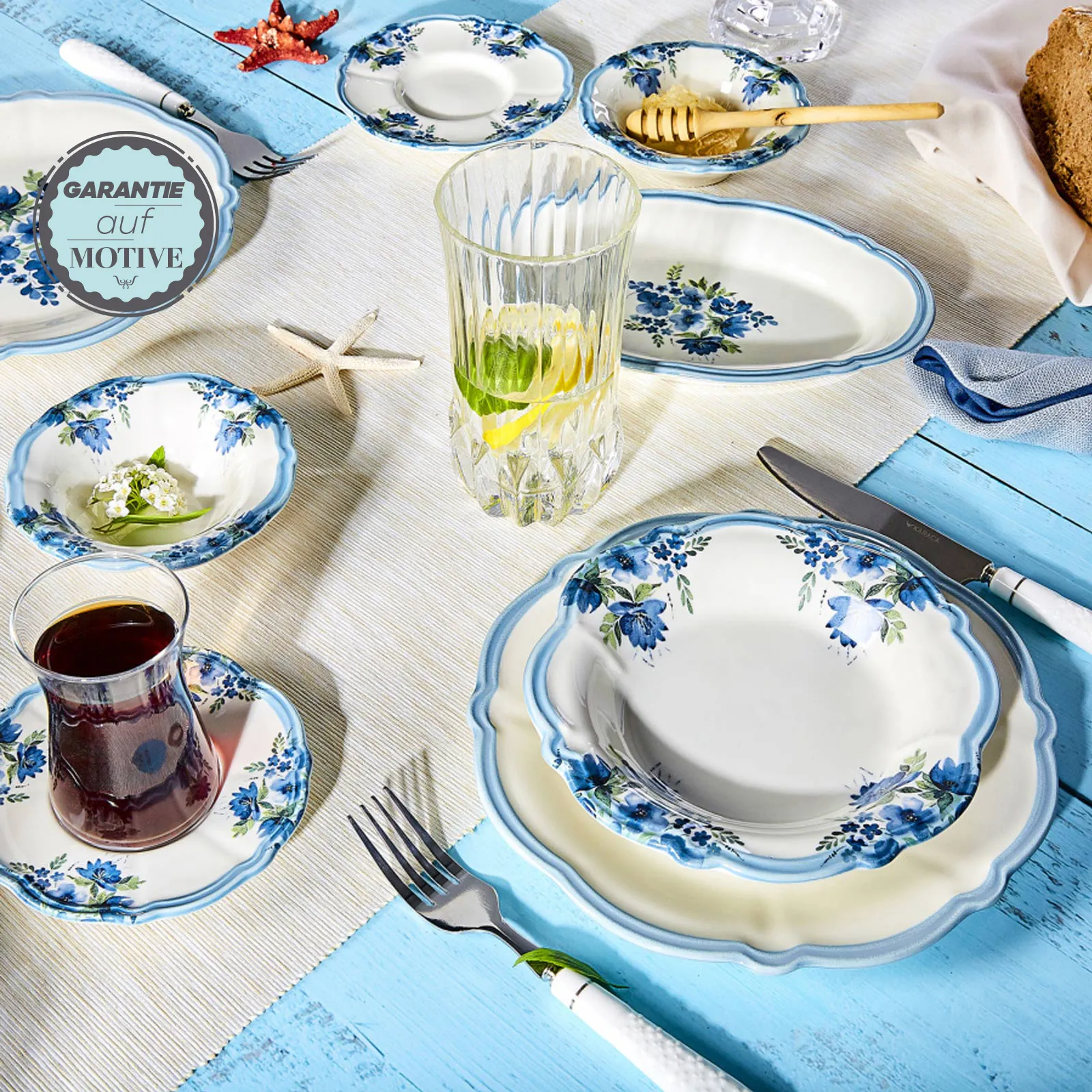Karaca Nostalgia für 6 Personen Frühstücksset und Servierschalen, 26 Teilig - Image 2