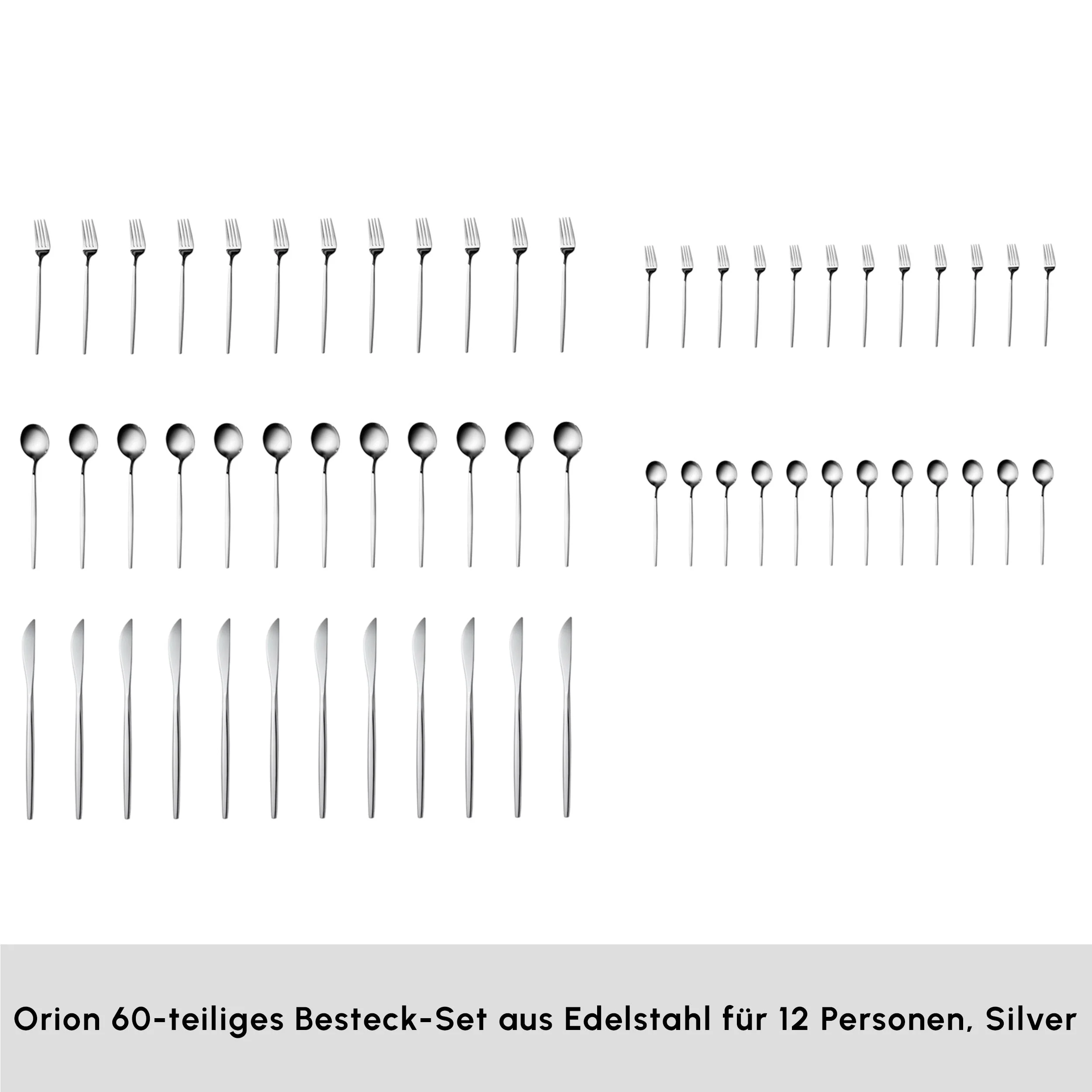 Karaca Orion Silver 60-teiliges Besteckset für 12 Personen - Image 2
