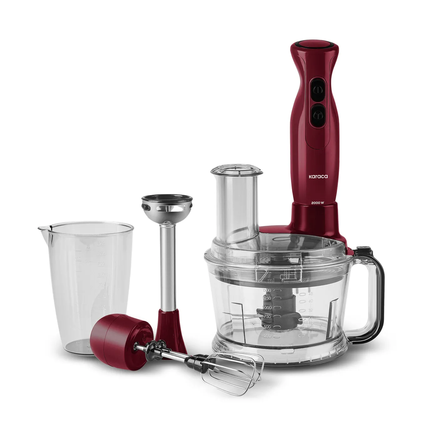 Karaca Pro-Multimax 6 in 1 Mehrzweck-Küchenmaschine, Rot, 2000W - Image 8