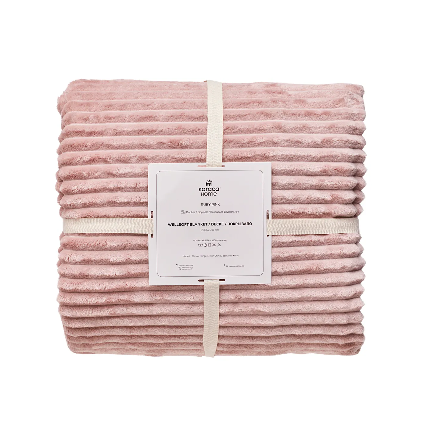 Karaca Ruby Stripe Wellsoft Einzel Decke, Rosa - Image 7