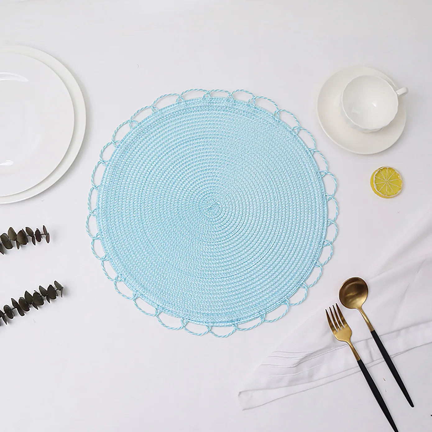Karaca Sera Woven 2-teiliges amerikanisches Service-Set (Blau) - Image 11