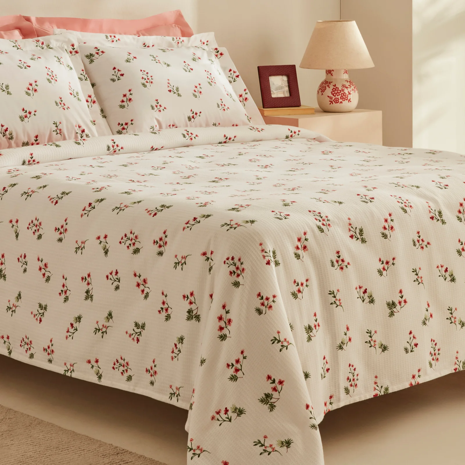 Karaca Silvie 100% Baumwolle Tagesdecke Set, Rot - Image 5