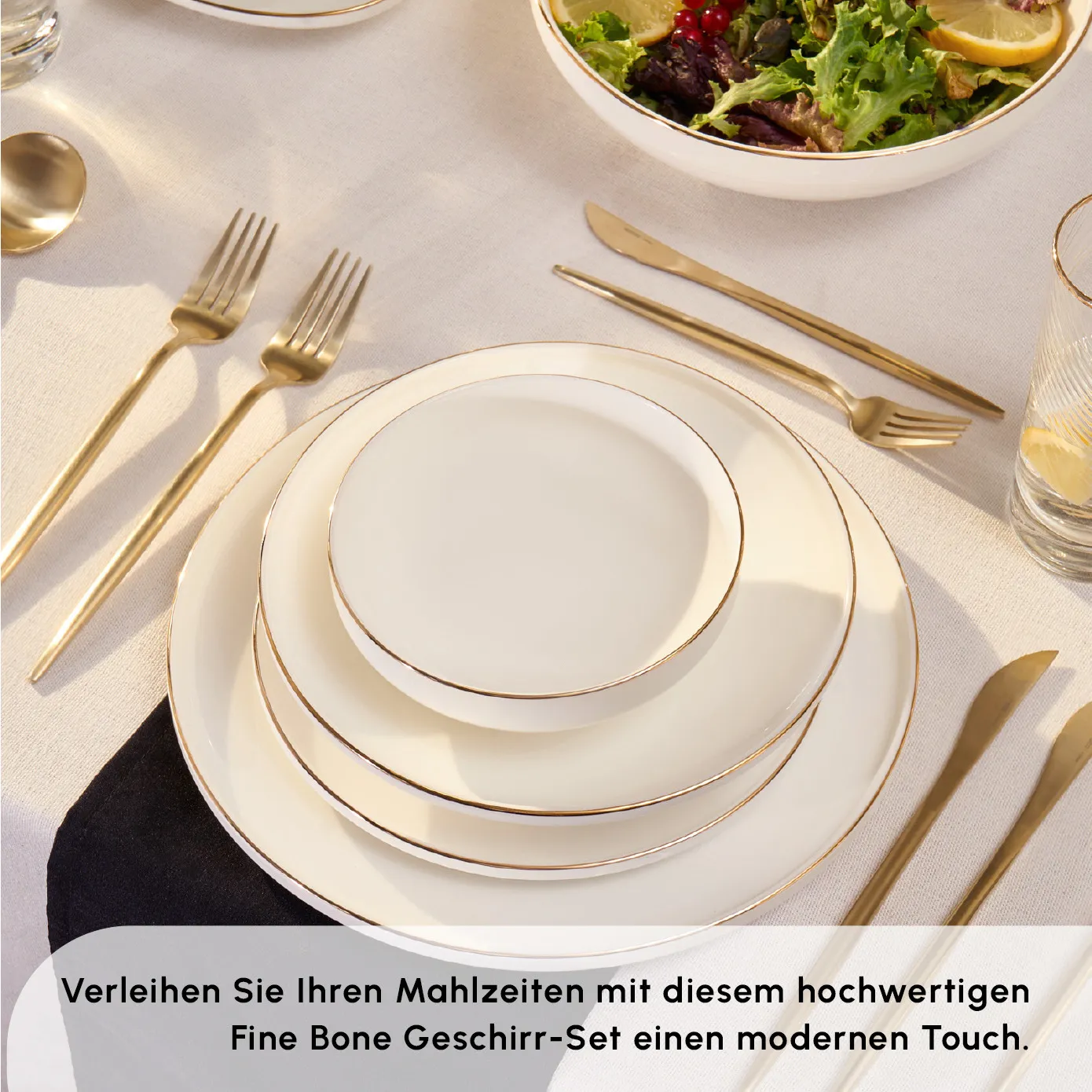 Karaca Stream Bone New Meridian 59-Teiliges 12-Personen Geschirrset Gold - Image 4