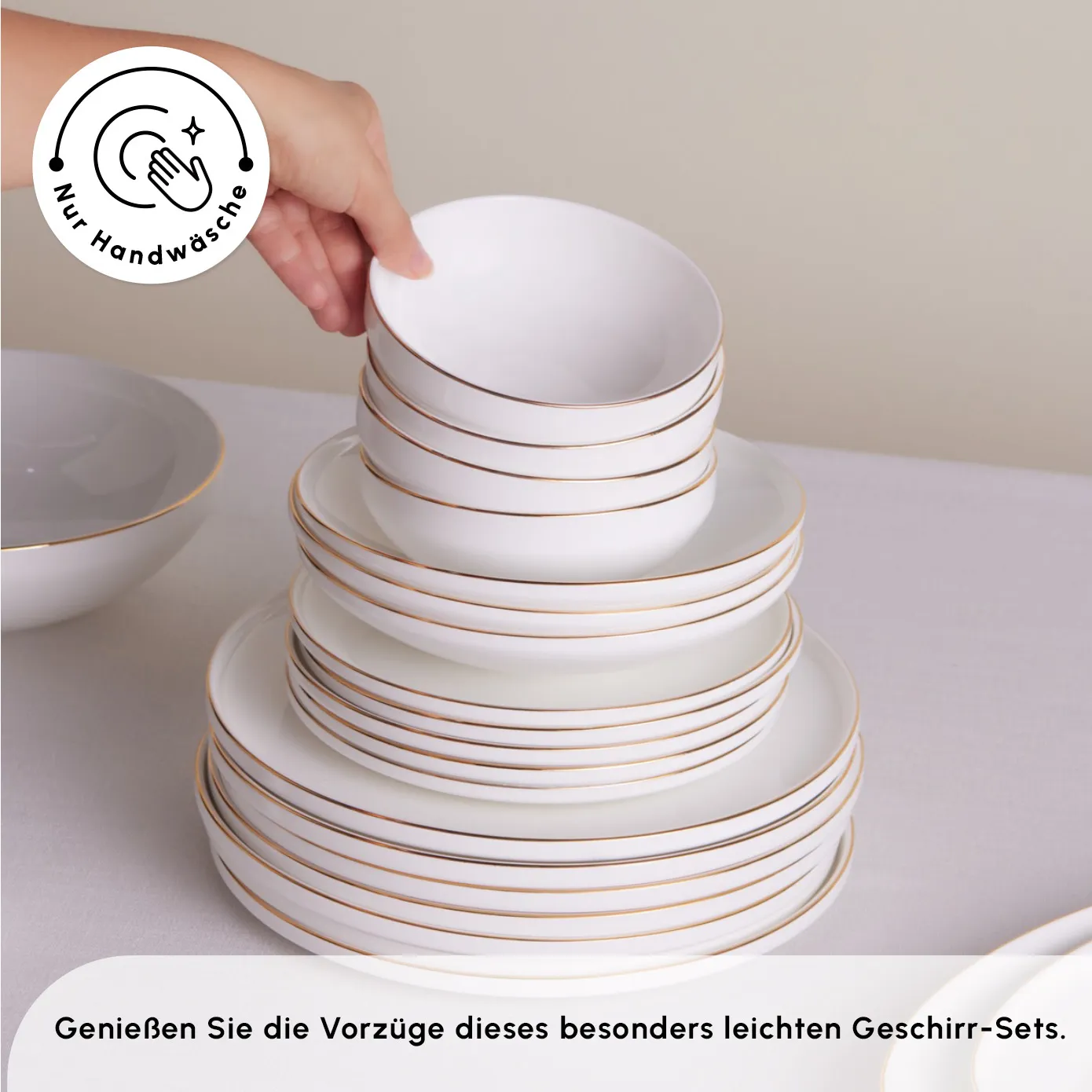 Karaca Stream Bone New Meridian 59-Teiliges 12-Personen Geschirrset Gold - Image 6