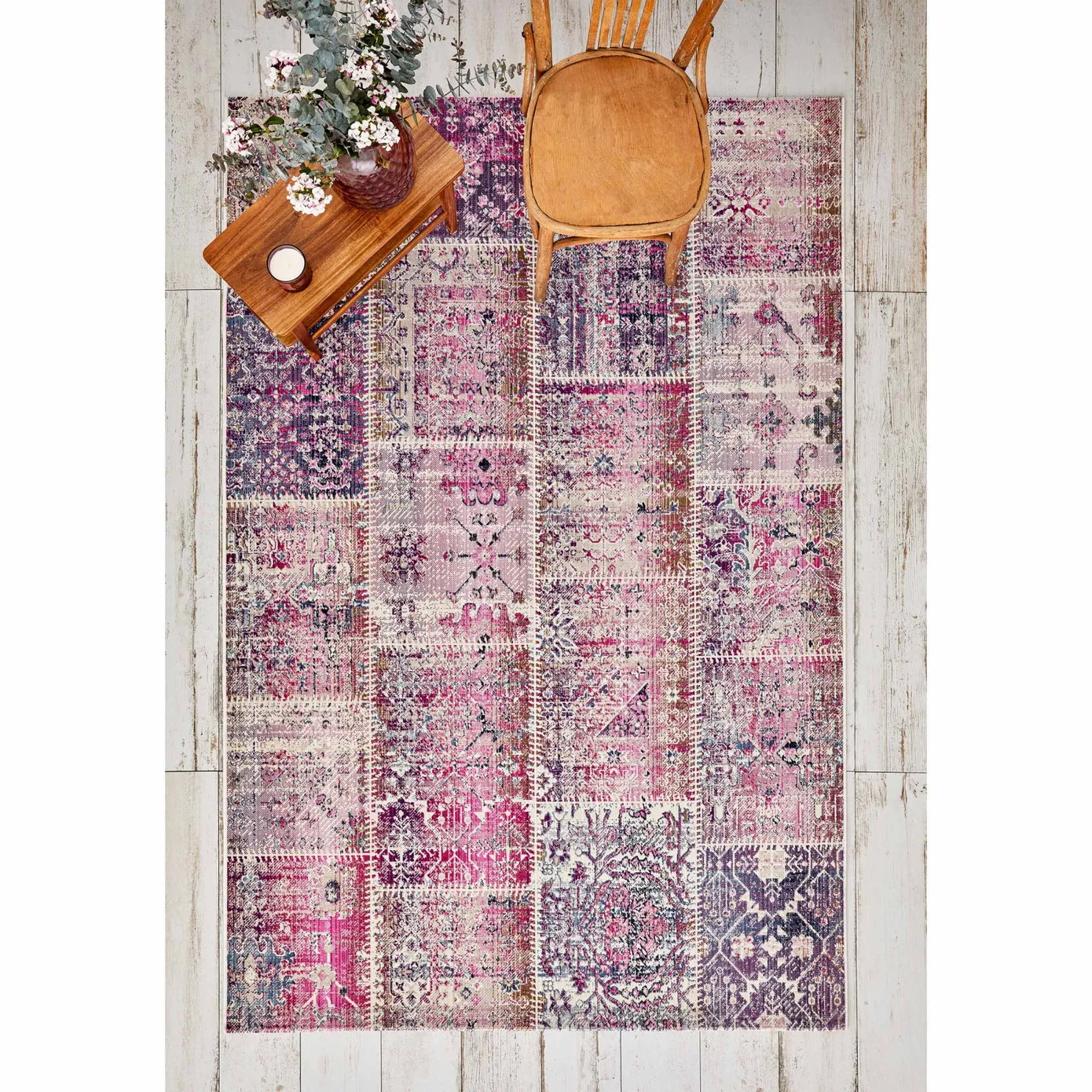 Kaşmir Halı 7/24 Alaca Kırkyama Rosa, 160x230 cm - Image 2