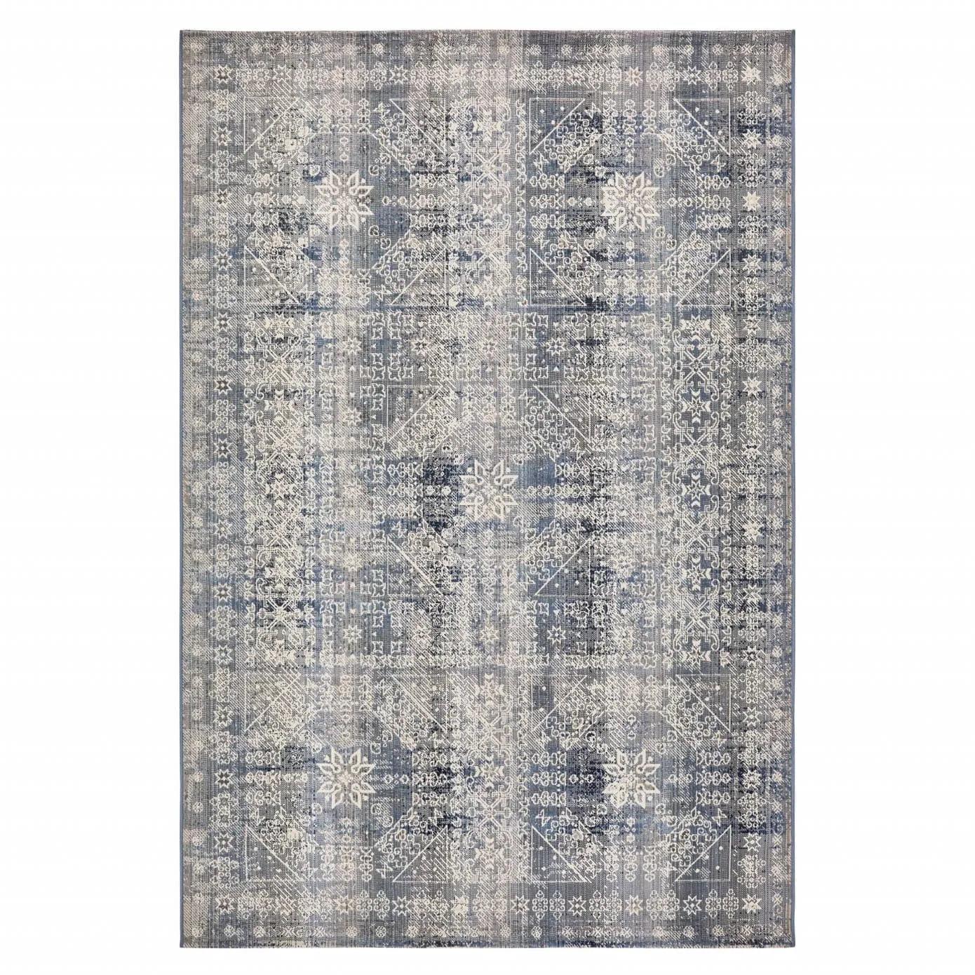 Kaşmir Halı 7/24 Alaca Patchwork Teppich Blau 80 x 150
