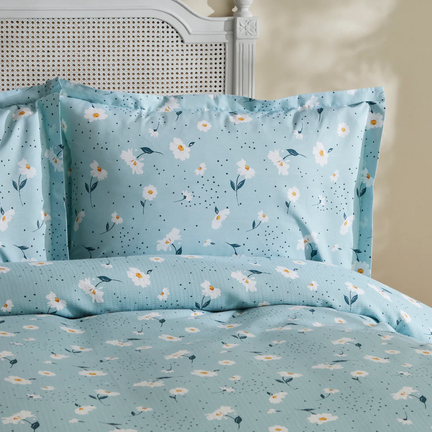 Karaca Home Daisy 100% Baumwolle Doppelbett Tagesdecke Set Mint - Image 3